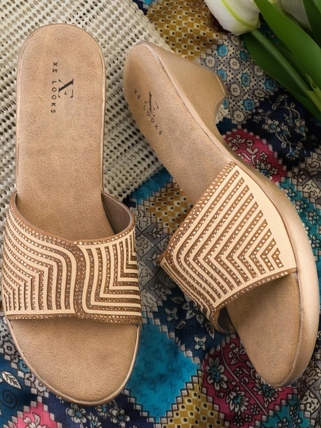 XE Looks Synthetic Leather Copper Heels-image-16
