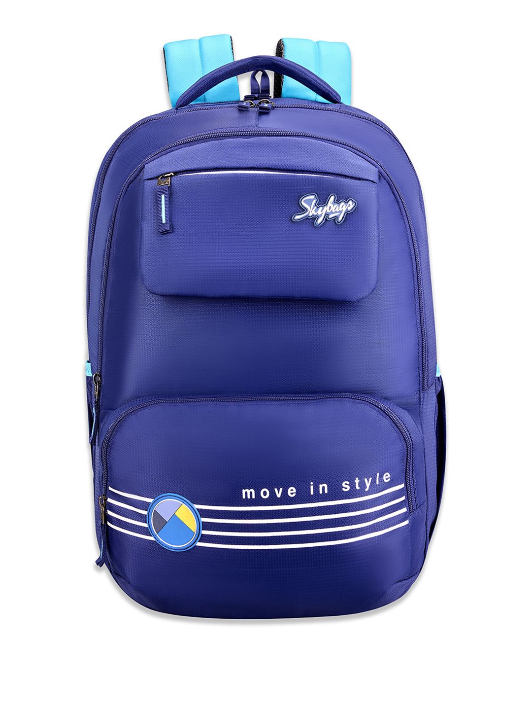 Skybags Kids Striped Backpack With Tiffin Pocket & Rain Cover