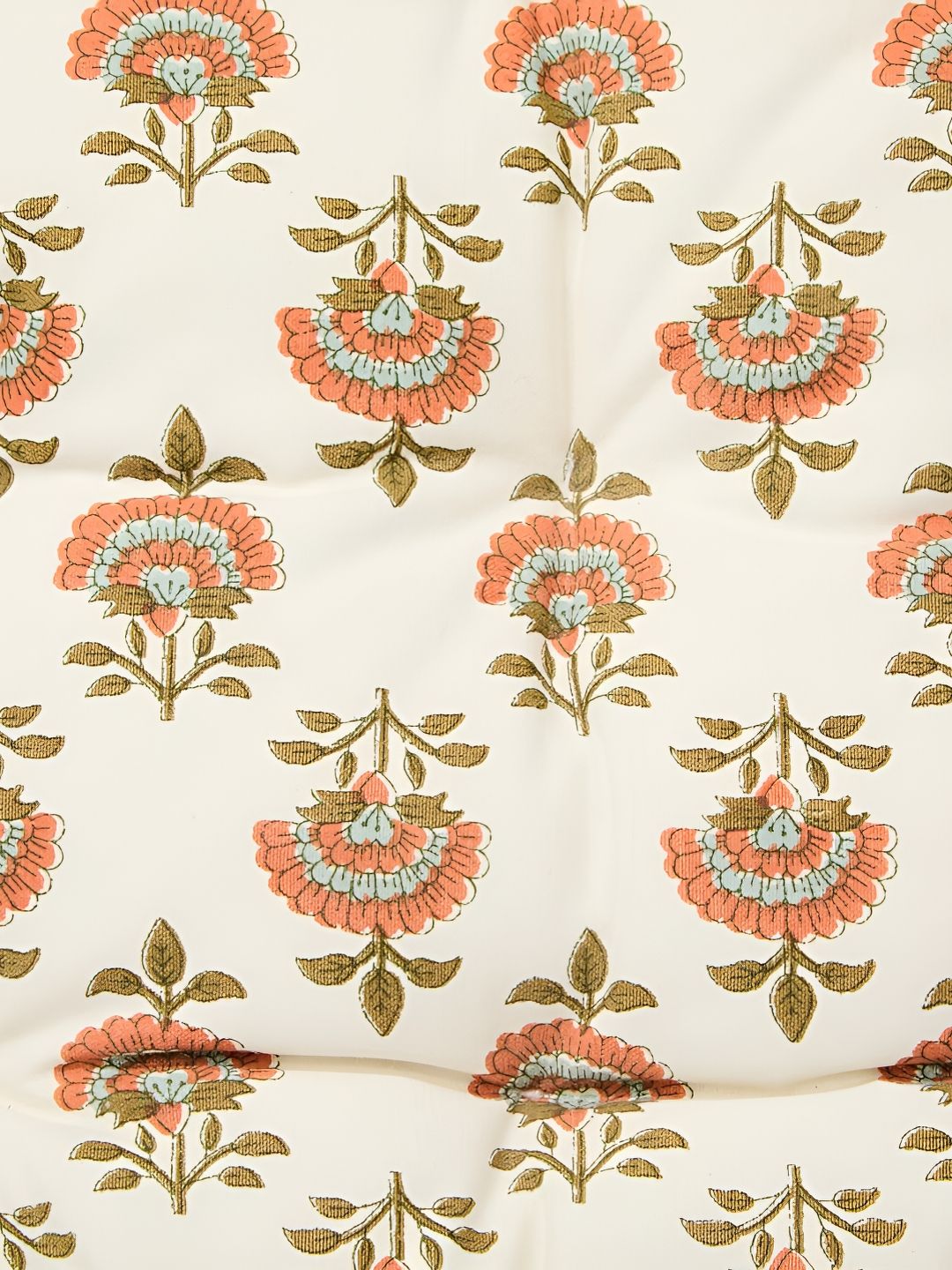 Fabindia Orange & Beige Floral Printed Cotton Square General Support Chair Pads-picture-22