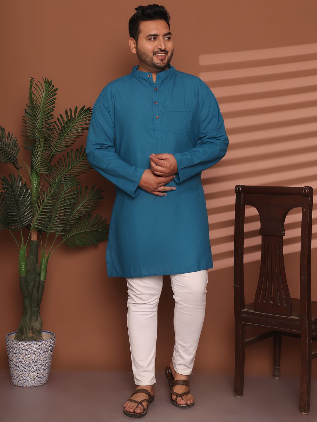 Enchanted Drapes Men Plus Size Solid Daily Cotton Straight Kurta-picture-38