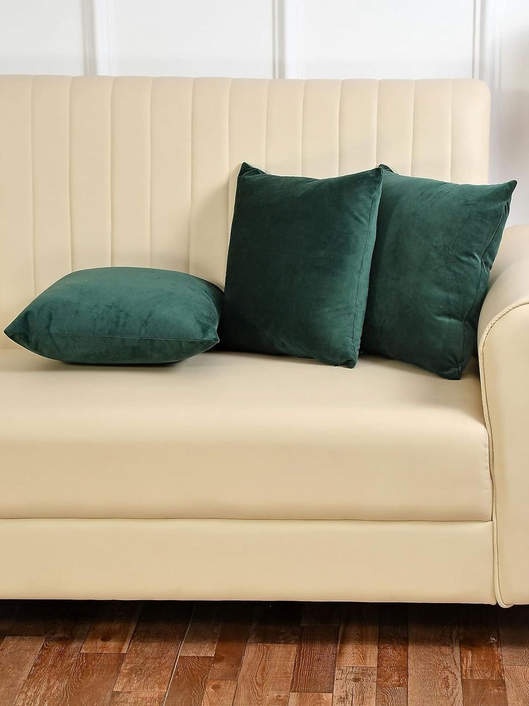 Yellow Weaves Green 3 Pieces Velvet Square Cushion Covers-picture-25