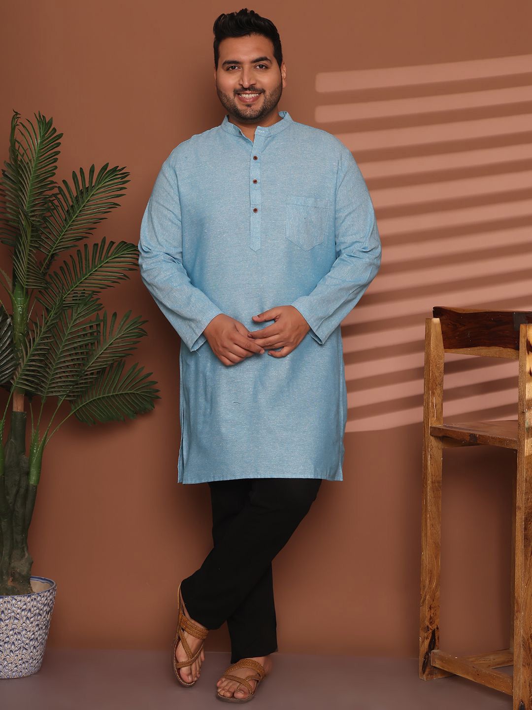 Enchanted Drapes Men Plus Size Solid Daily Cotton Straight Kurta-picture-25