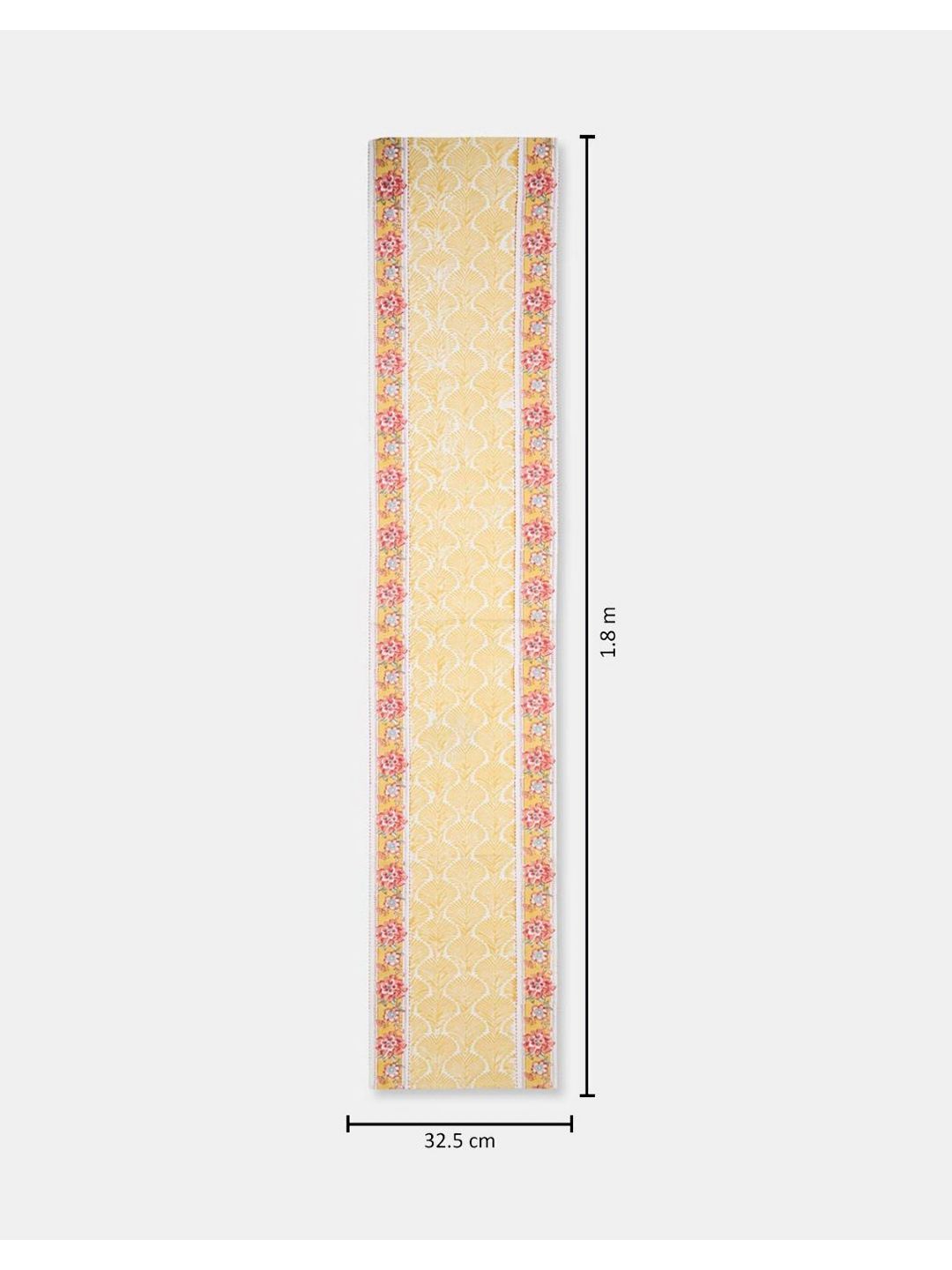 Fabindia Yellow & Pink Floral Printed Cotton Table Runner-picture-22