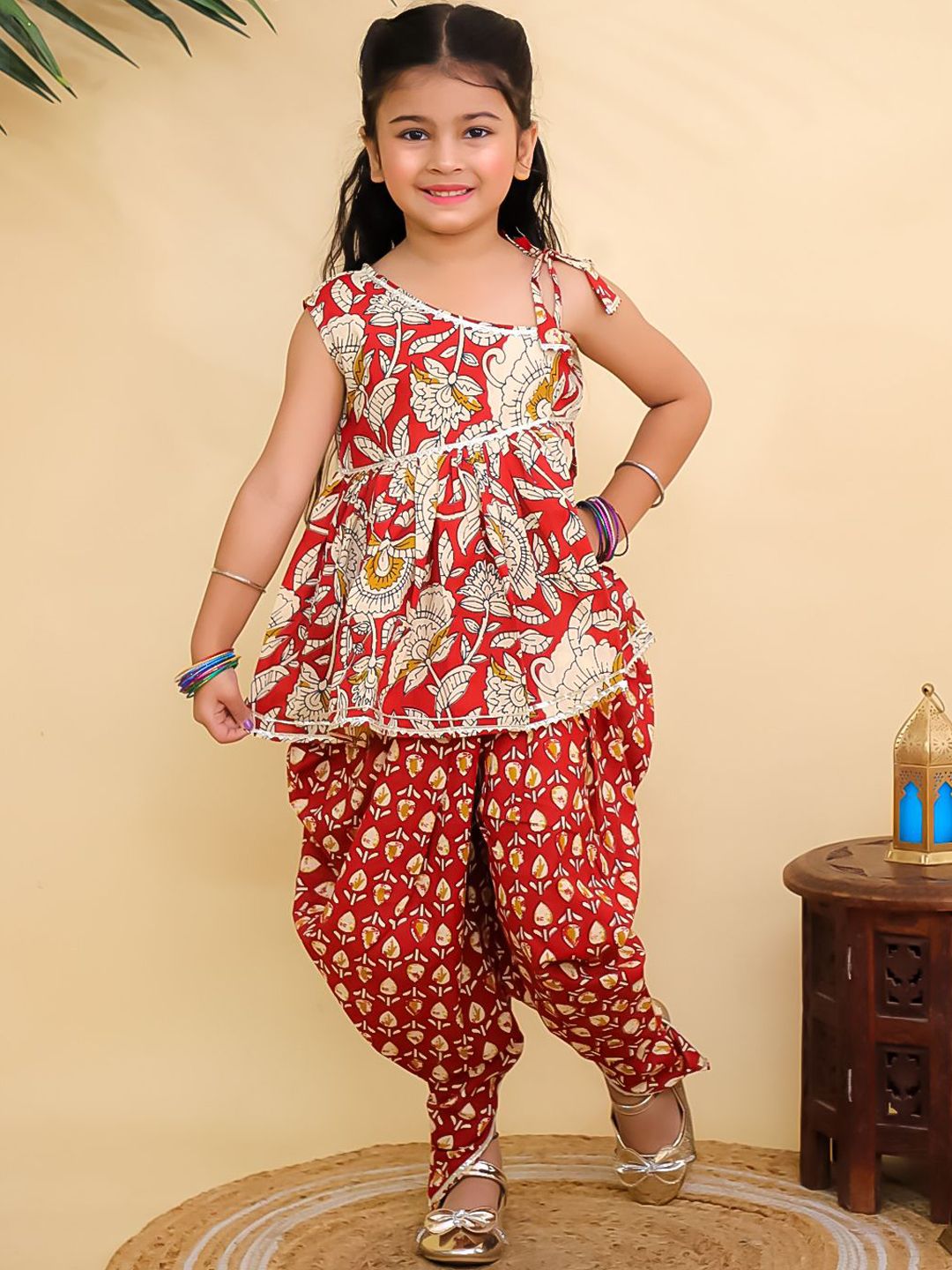 BAESD Girls Floral Printed Regular Pure Cotton Kurti with Dhoti Pants-picture-24