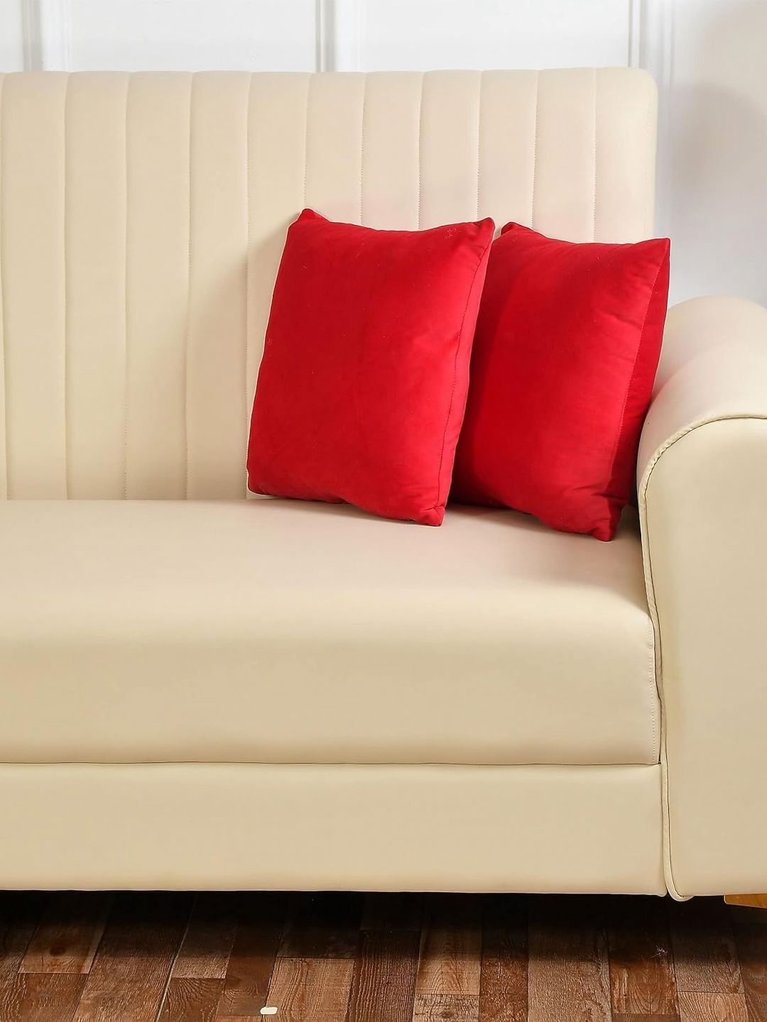 Yellow Weaves Red 2 Pieces Velvet Square Cushion Covers-picture-20