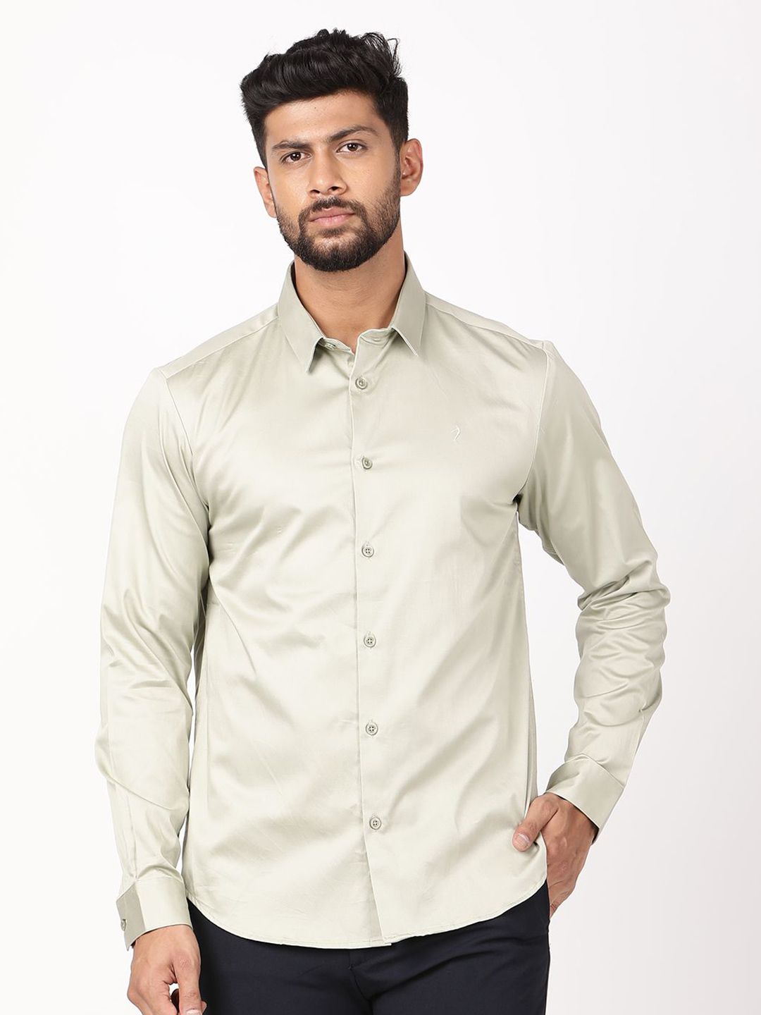 Indian Terrain Men Classic Slim Fit Solid Spread Collar Formal Shirt-picture-36