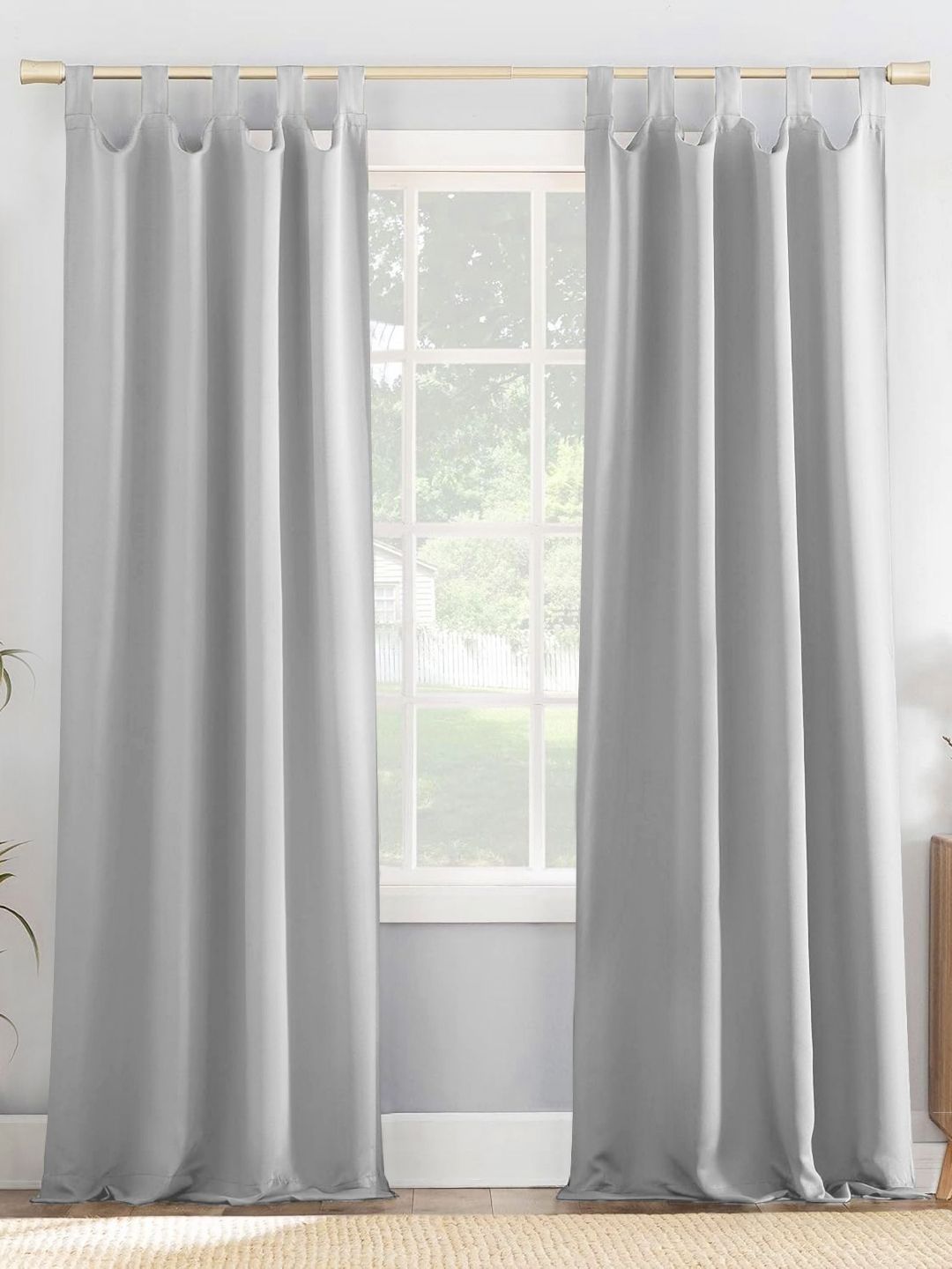 HOMEMONDE Grey 2 Pieces Black Out Window Curtains-picture-40