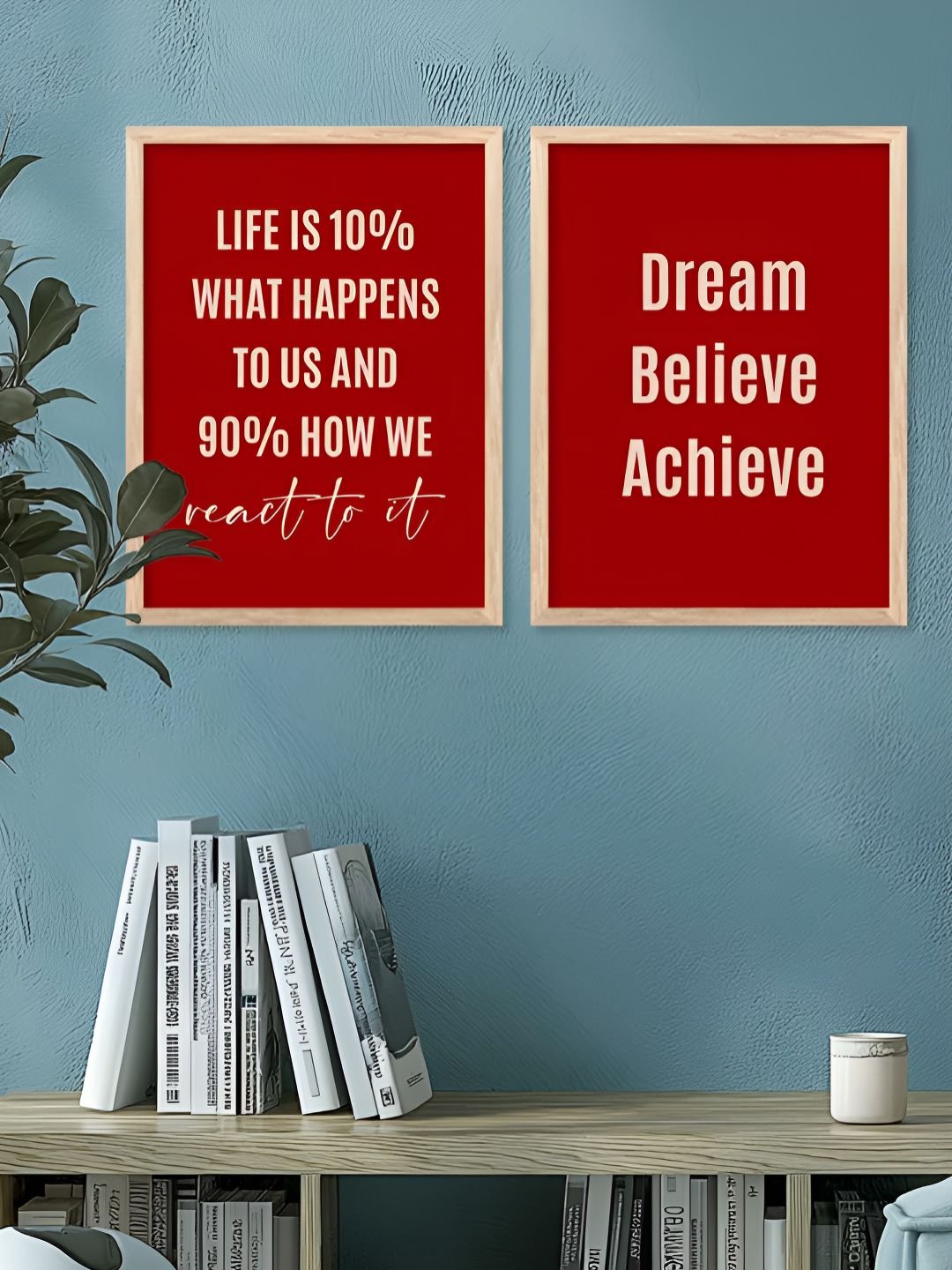 Kotart Brown & Red 2 Pieces Motivational Quote Printed Wooden Wall Arts-picture-22