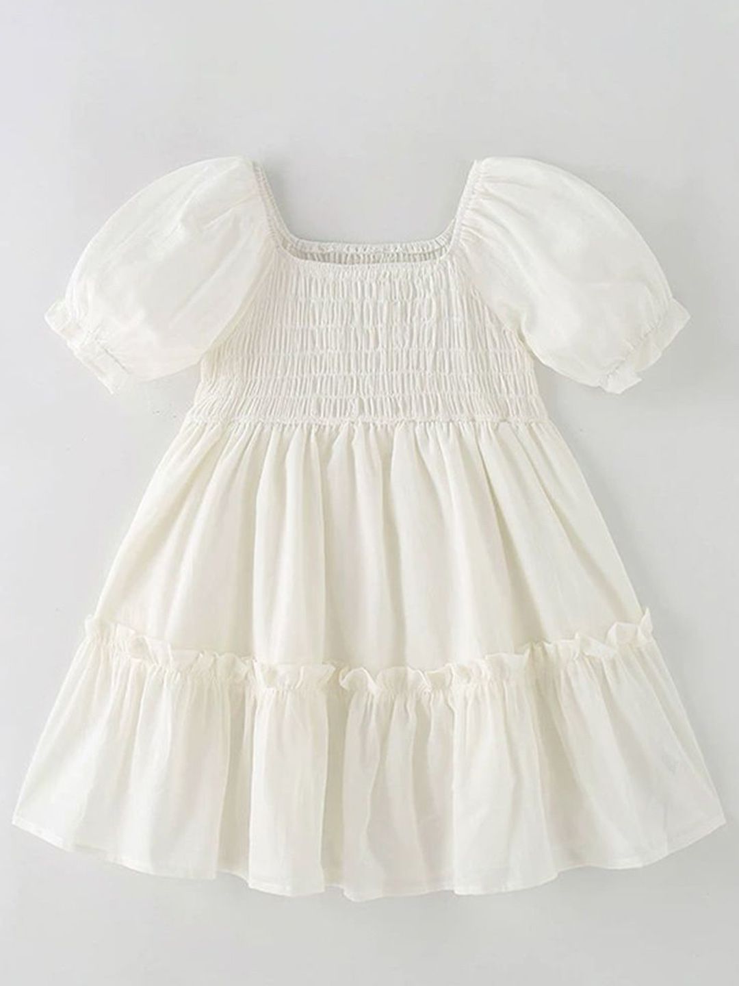 Xsole Girls Puff Sleeve Square Neck Fit & Flare Dress-picture-58