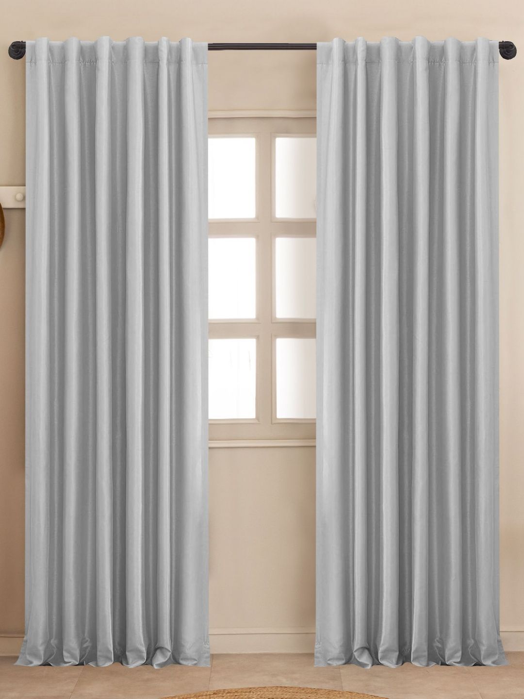 HOMEMONDE Grey 2 Pieces Black Out Long Door Curtains-picture-26