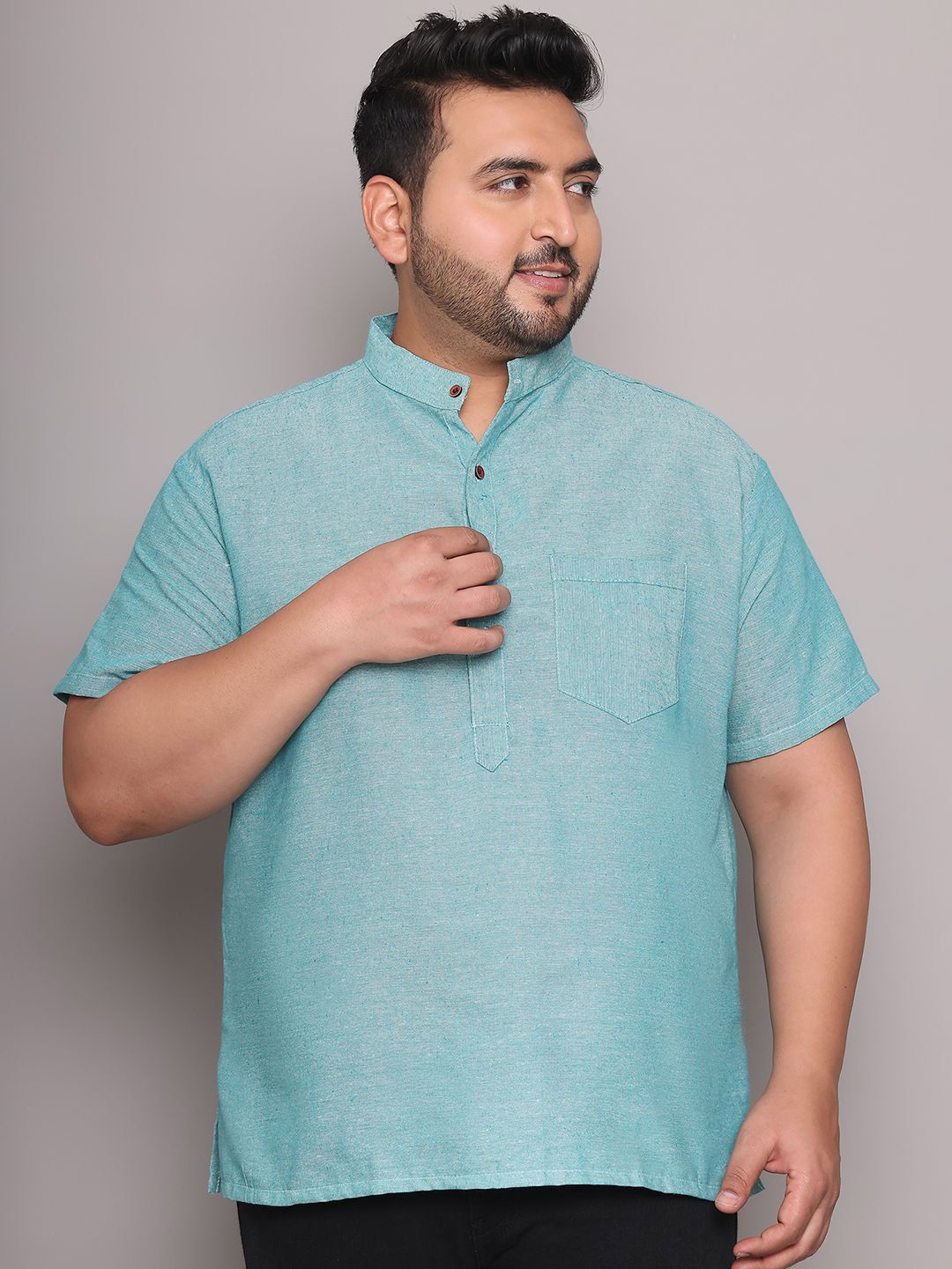 Enchanted Drapes Men Plus Size Solid Daily Cotton Straight Kurta-picture-26