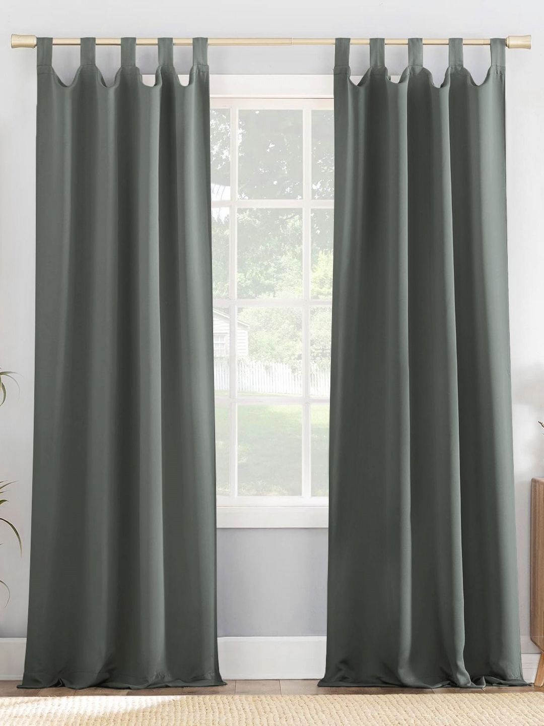 HOMEMONDE Grey 2 Pieces Black Out Door Curtains-picture-18