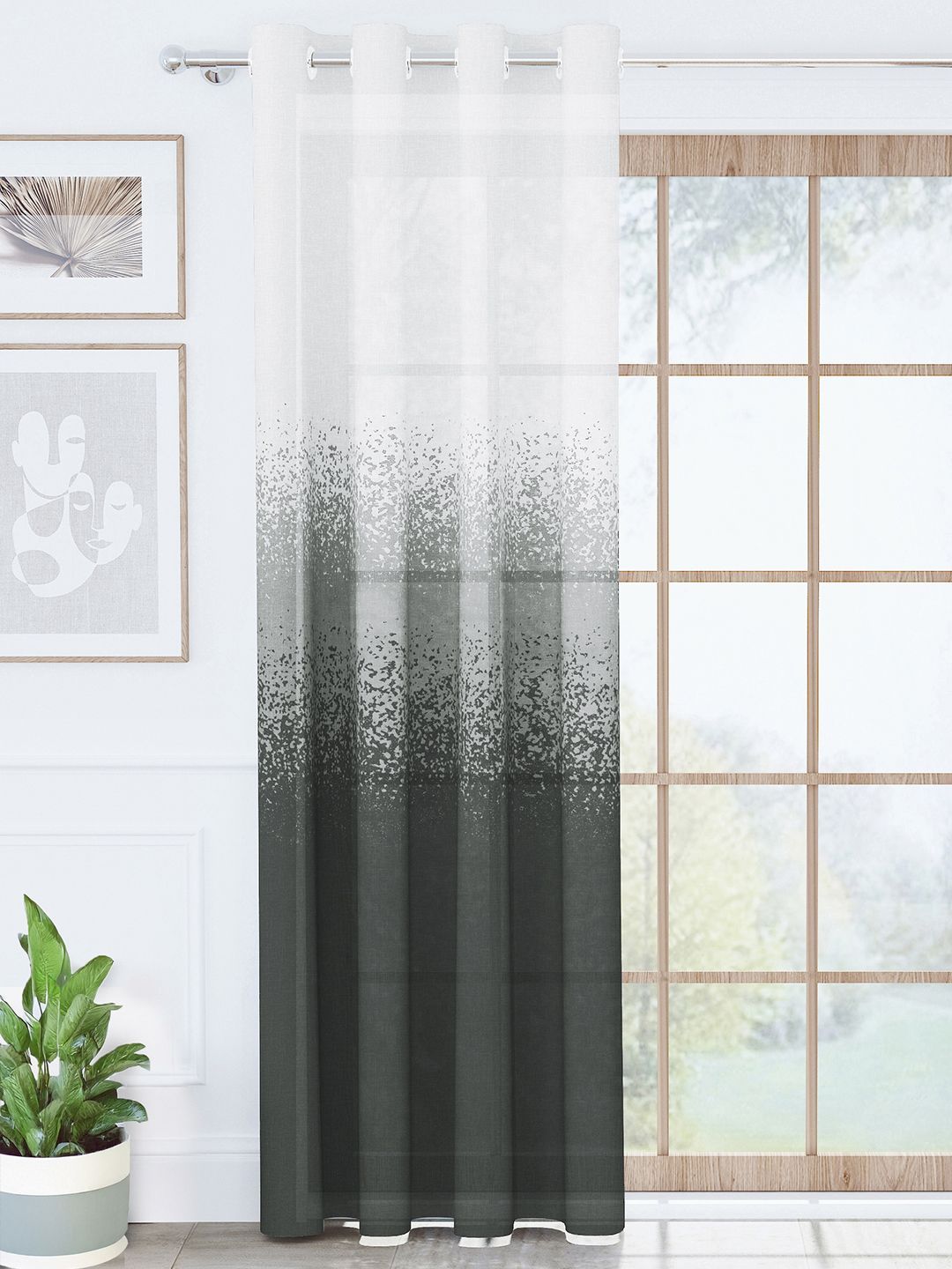 Story@home White & Grey Sheer Long Door Curtain-image-28