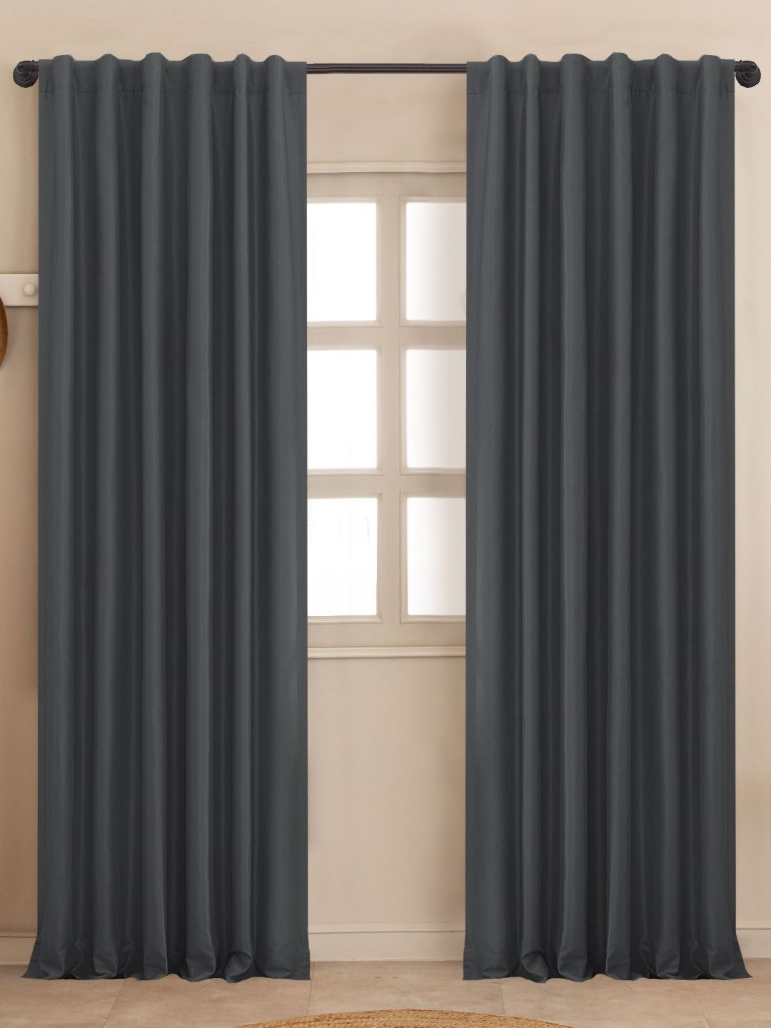 HOMEMONDE Grey 2 Pieces Black Out Long Door Curtains-picture-21