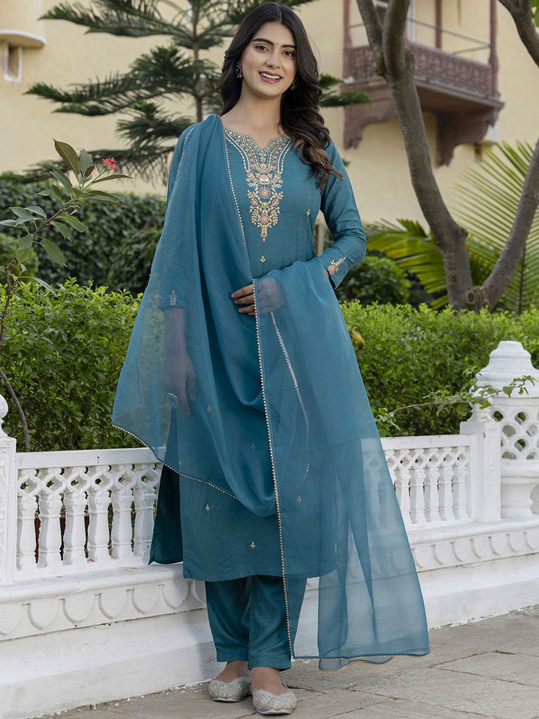 KALINI Women Floral Embroidered Kurta with Trousers & Dupatta