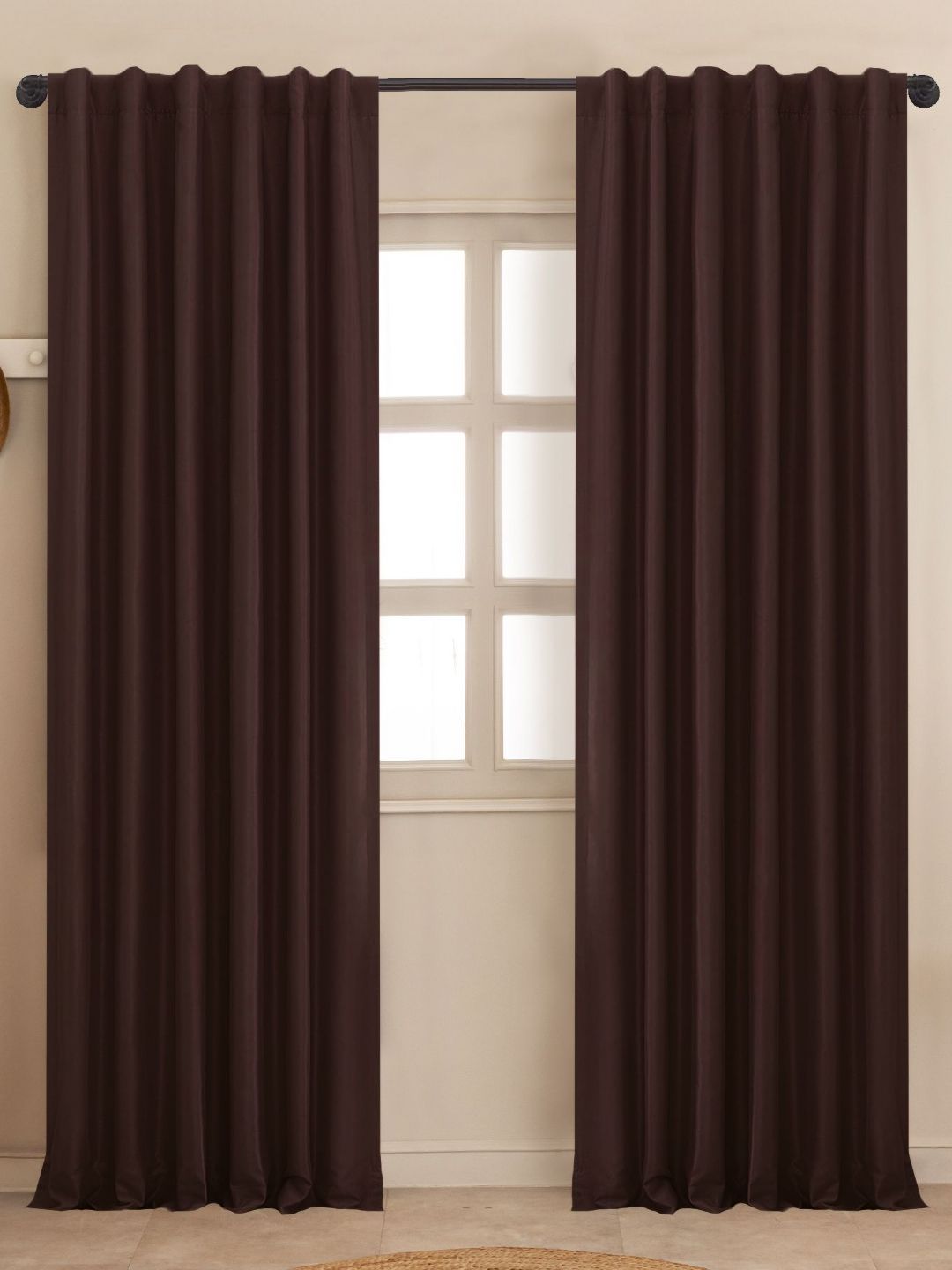 HOMEMONDE Brown 2 Pieces Black Out Window Curtains-image-35