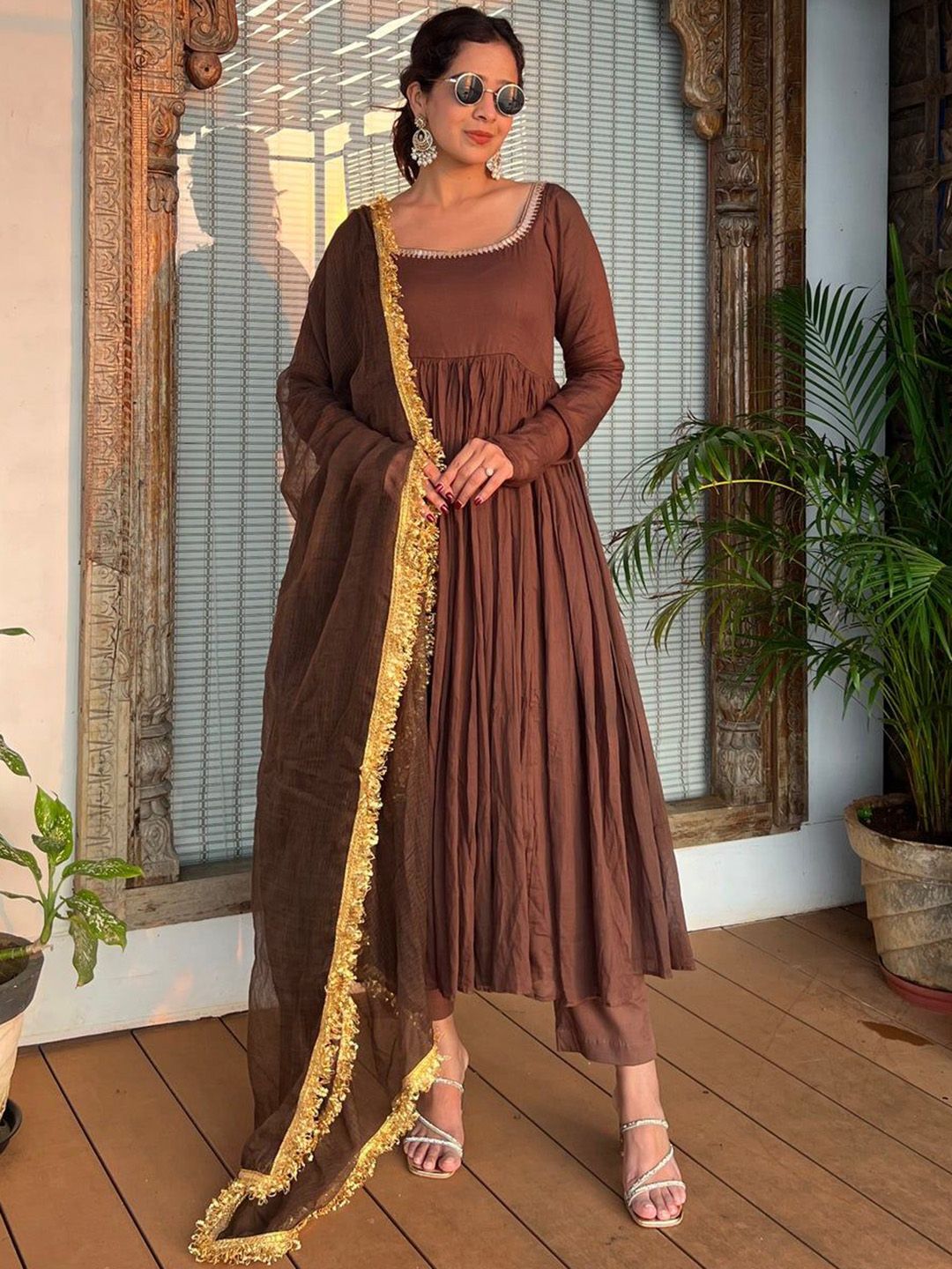 Moda Rapido Women Boat Neck Regular Pure Cotton Kurta with Trousers & Dupatta