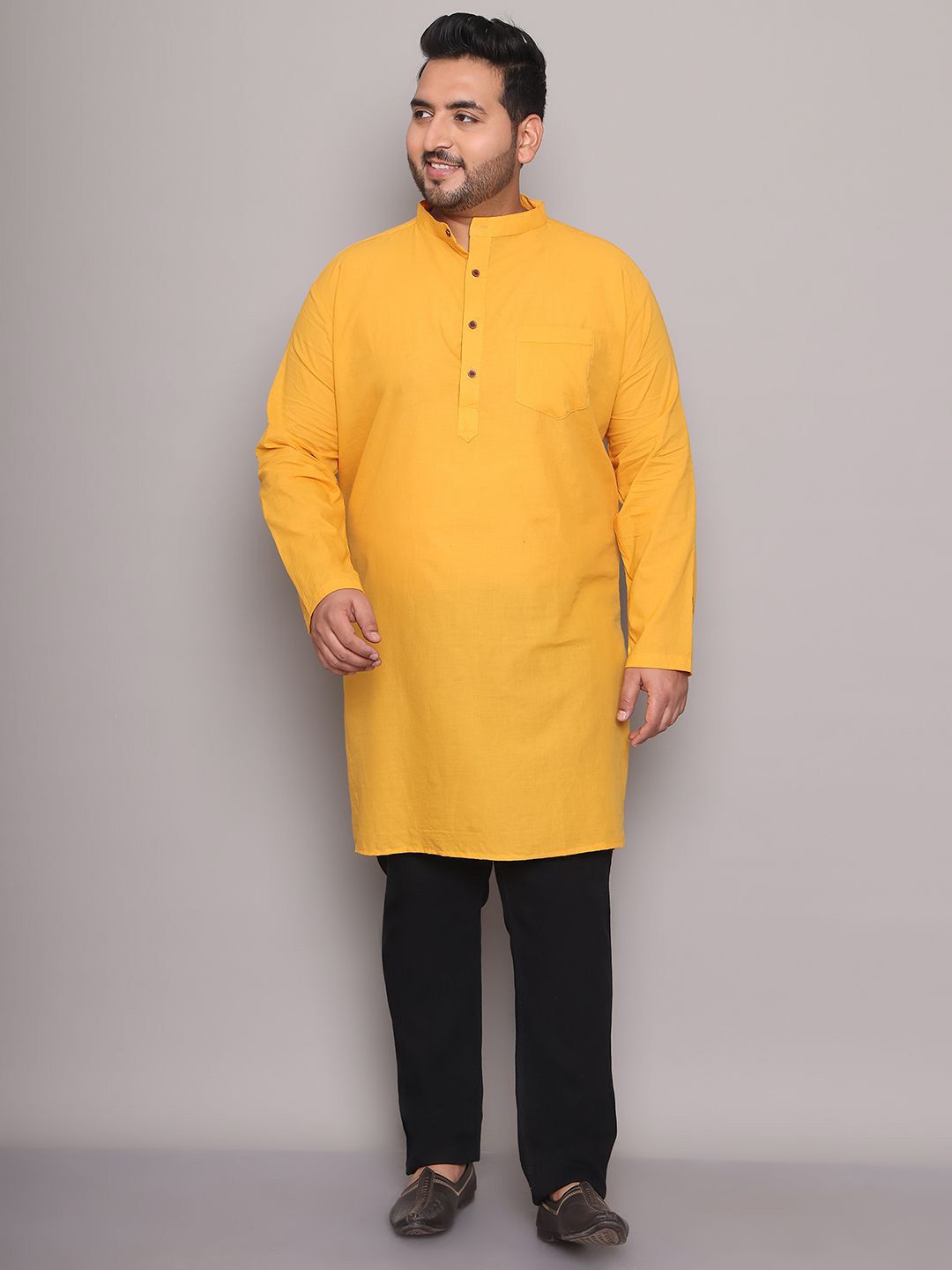 Enchanted Drapes Men Plus Size Solid Daily Cotton Straight Kurta-picture-37