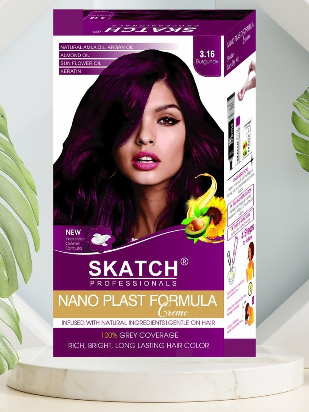 SKATCH PROFESSIONALS Nano Plast Formula Hair Color- 100 g -Burgundy-image-30