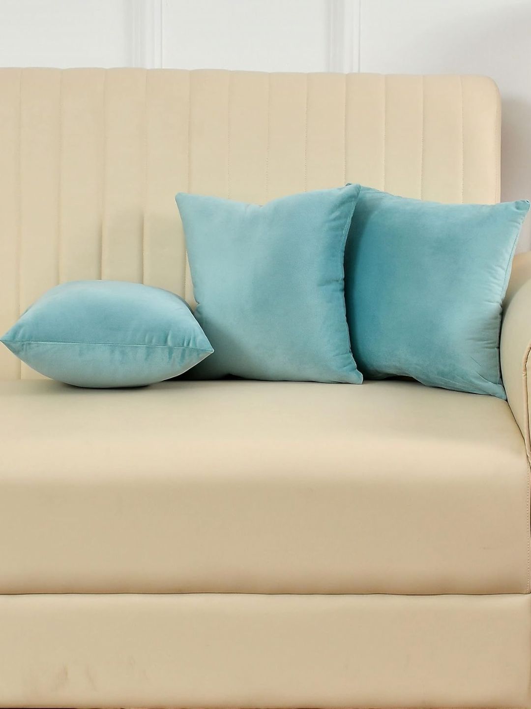 Yellow Weaves Blue 3 Pieces Velvet Square Cushion Covers-picture-36