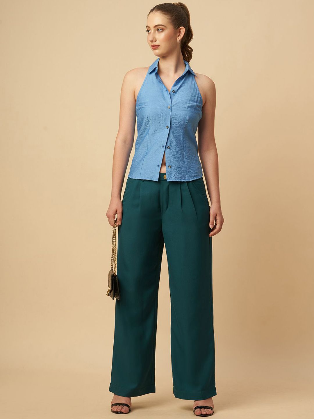 Women's Off White Comfort Regular Fit Mid-Rise Parallel Trousers