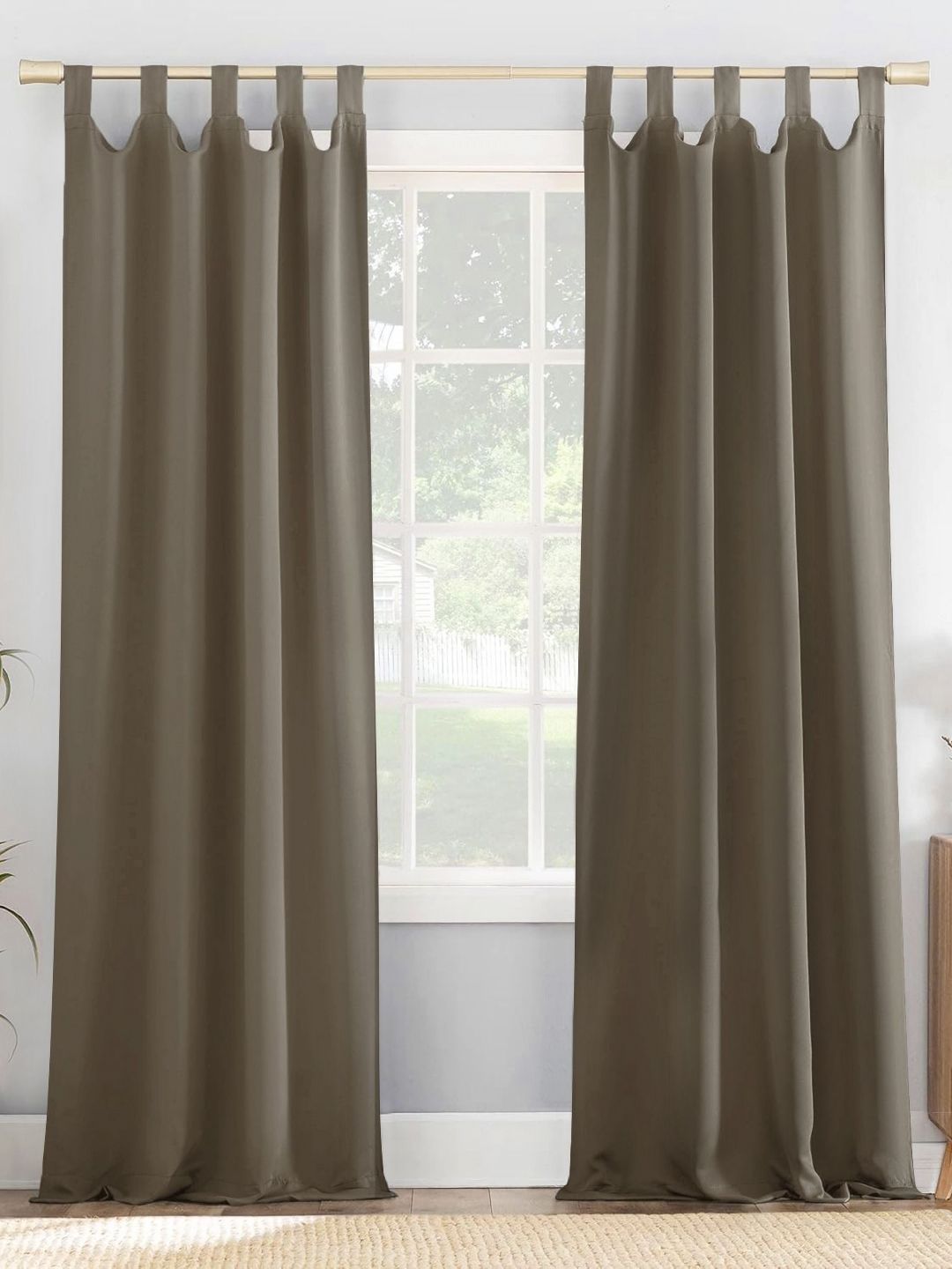 HOMEMONDE Grey 2 Pieces Black Out Door Curtains-picture-14