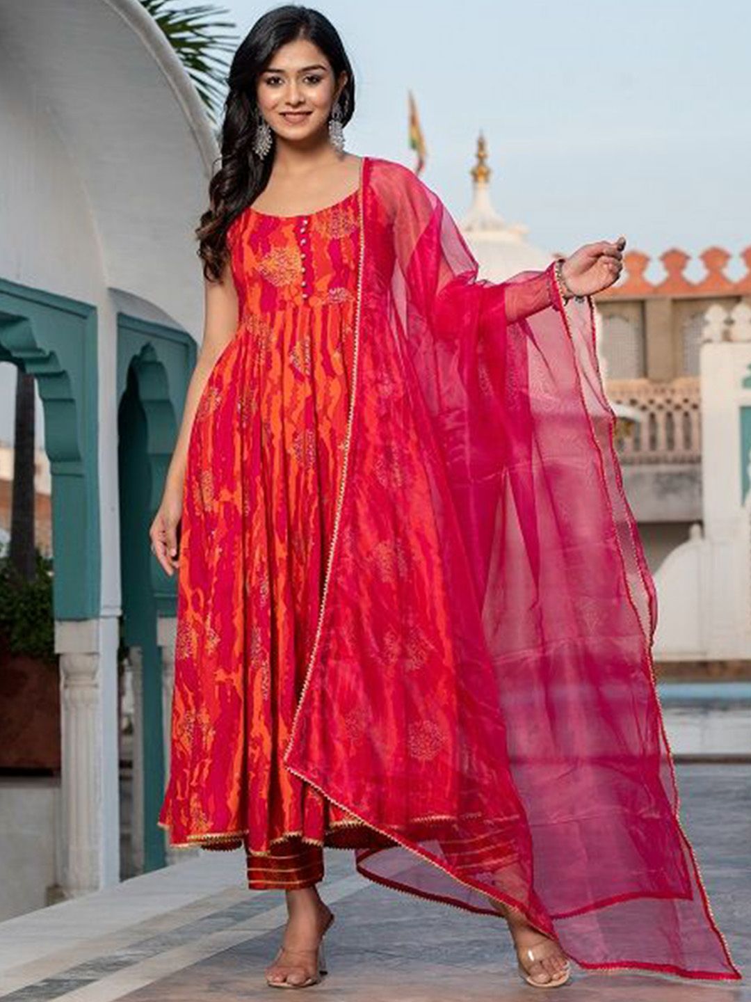 Indi INSIDE Women Ethnic Motifs Printed Gotta Patti Kurta with Trousers &Dupatta