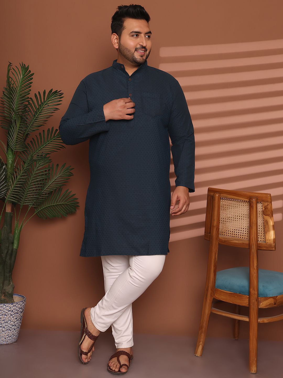 Enchanted Drapes Men Geometric Thread Work Kurta-picture-28