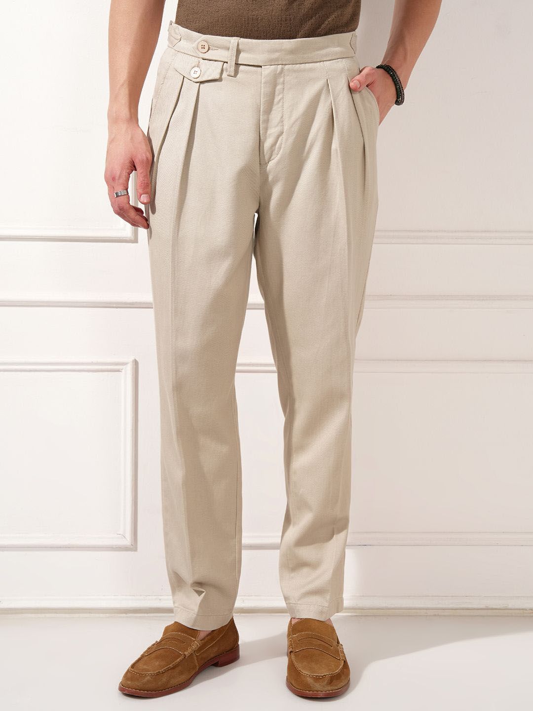 Highlander Men Relaxed Fit Italian Style Gurkha Pleated Trousers-picture-31