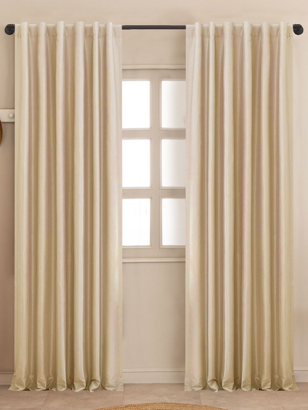 HOMEMONDE Beige 2 Pieces Black Out Window Curtains-image-18