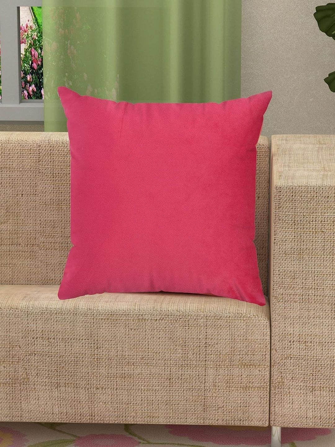 Yellow Weaves Pink Velvet Square Cushion Cover-picture-28