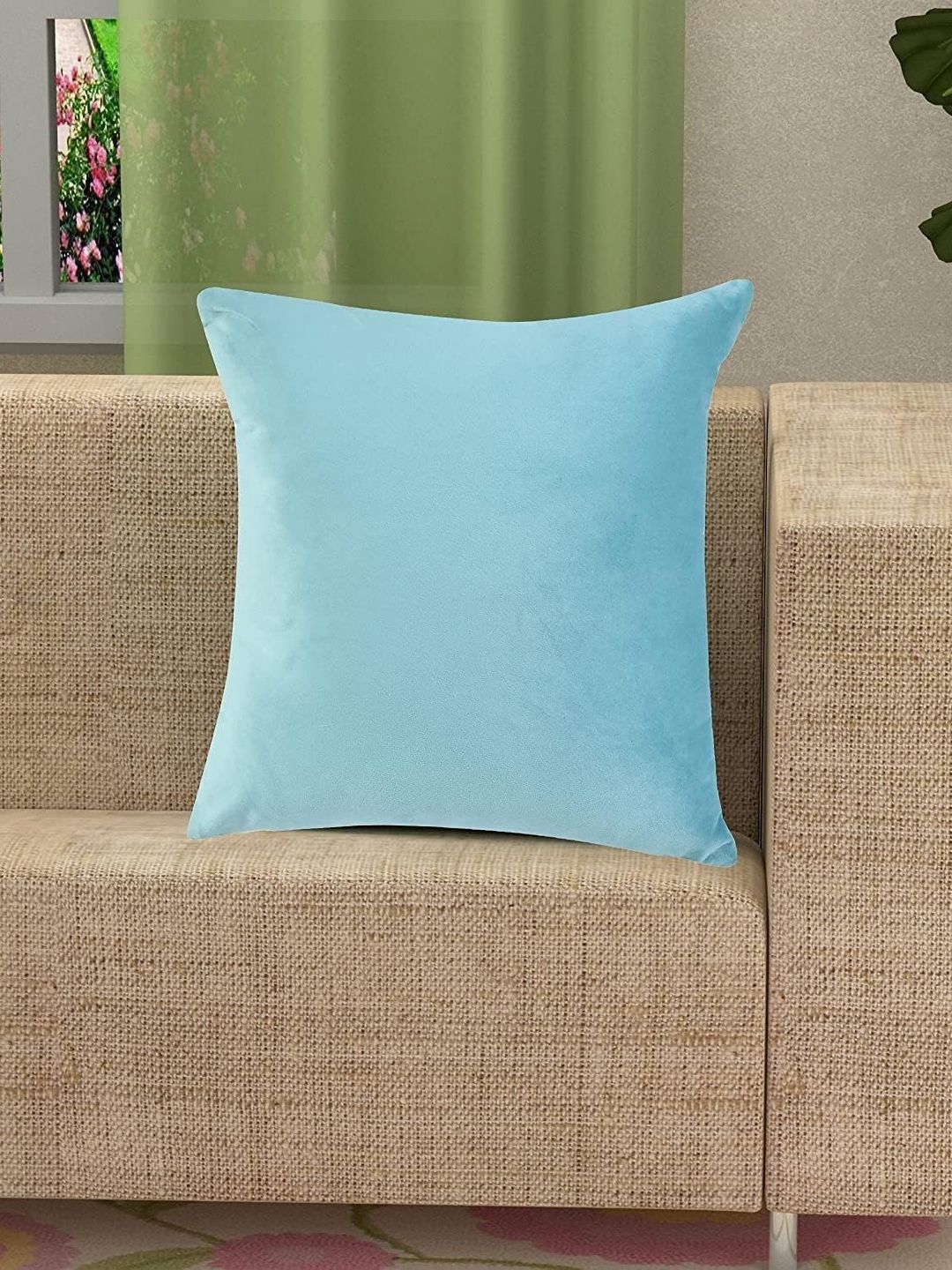 Yellow Weaves Navy Blue Velvet Square Cushion Cover-picture-11