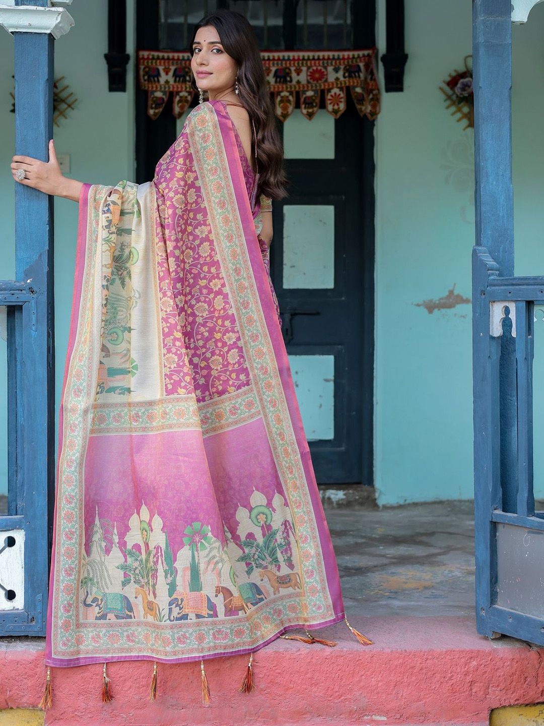 ALMAARI FASHION Floral Pure Cotton Kanjeevaram Saree-picture-16
