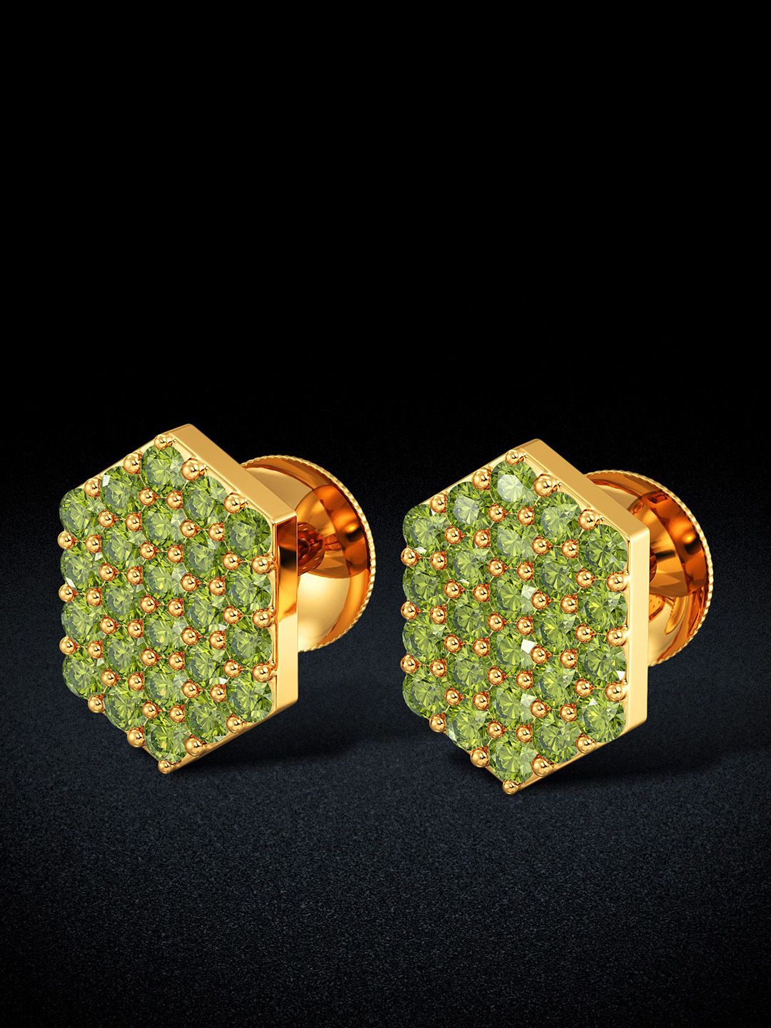 Joyalukkas 22KT Gold Hexahedron Stud Earrings-picture-15