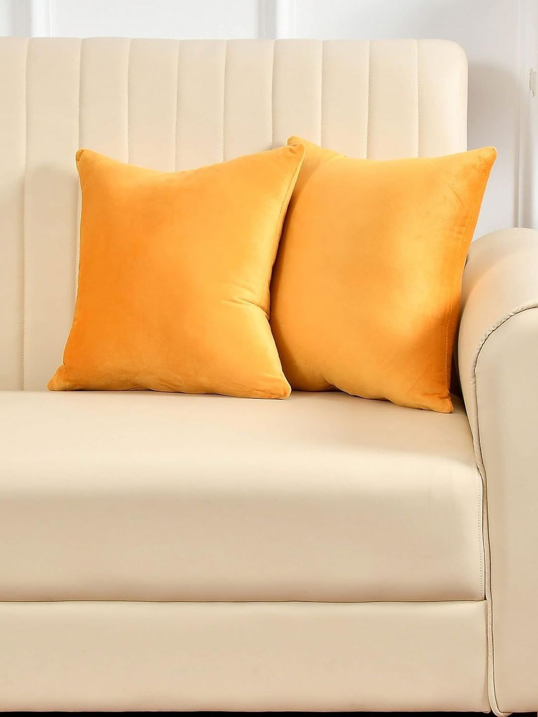 Yellow Weaves Yellow 2 Pieces Velvet Square Cushion Covers-picture-29