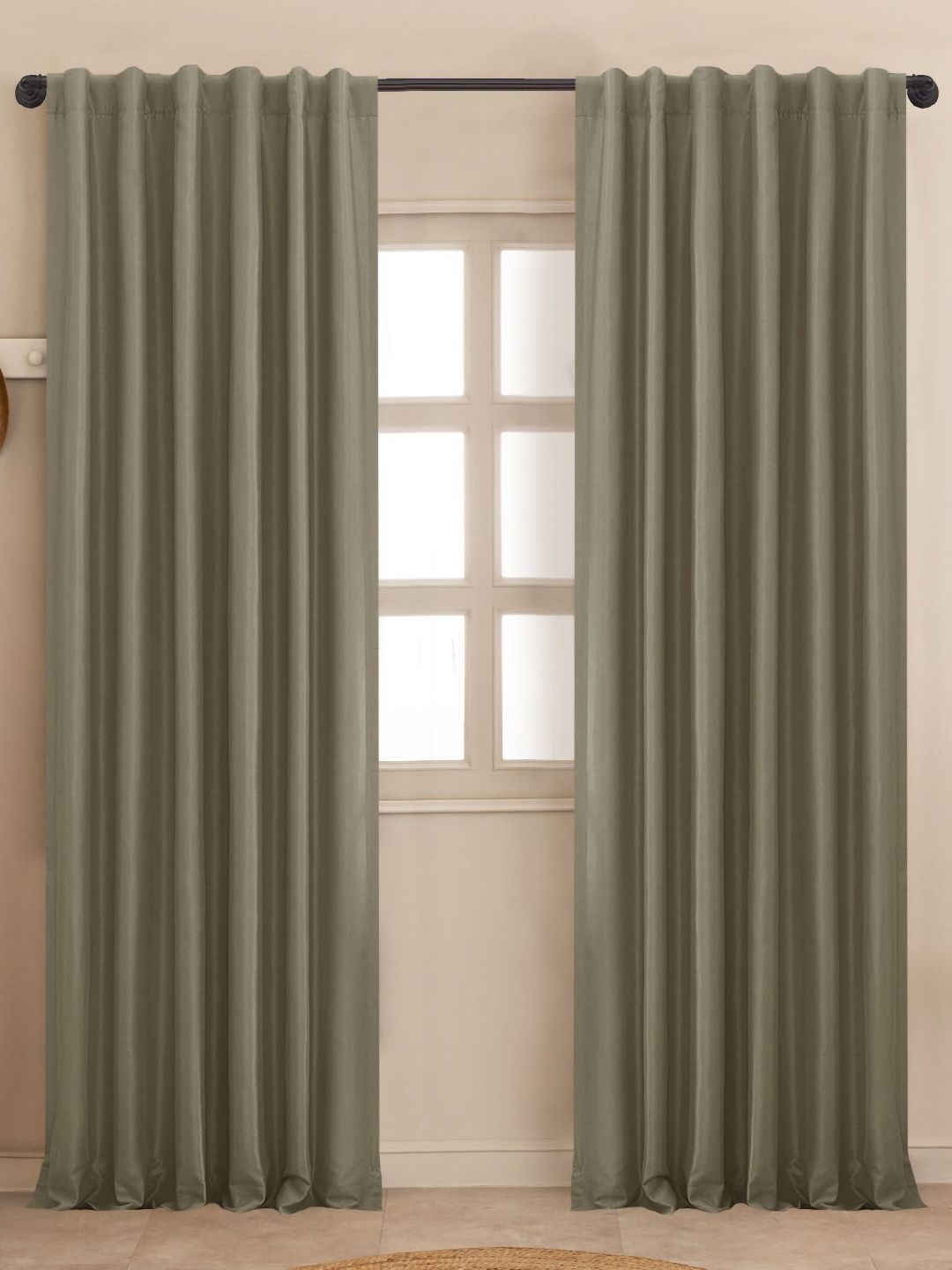 HOMEMONDE Grey 2 Pieces Black Out Window Curtains-picture-39