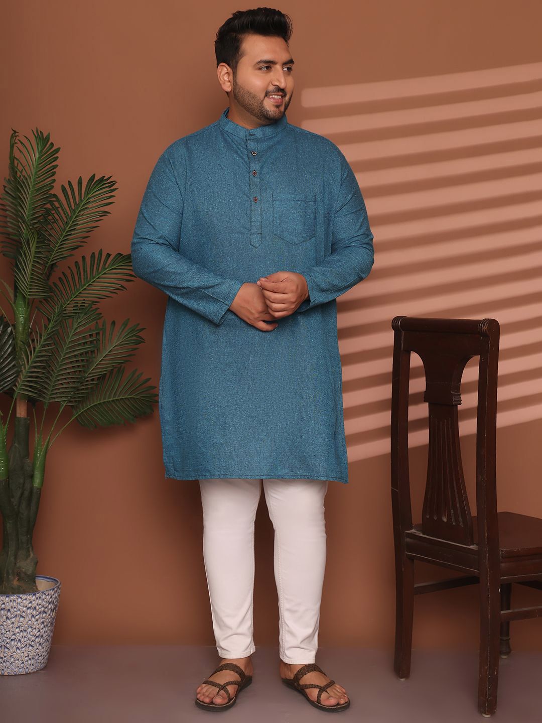 Enchanted Drapes Men Cotton Solid Plus Size Kurta-picture-27