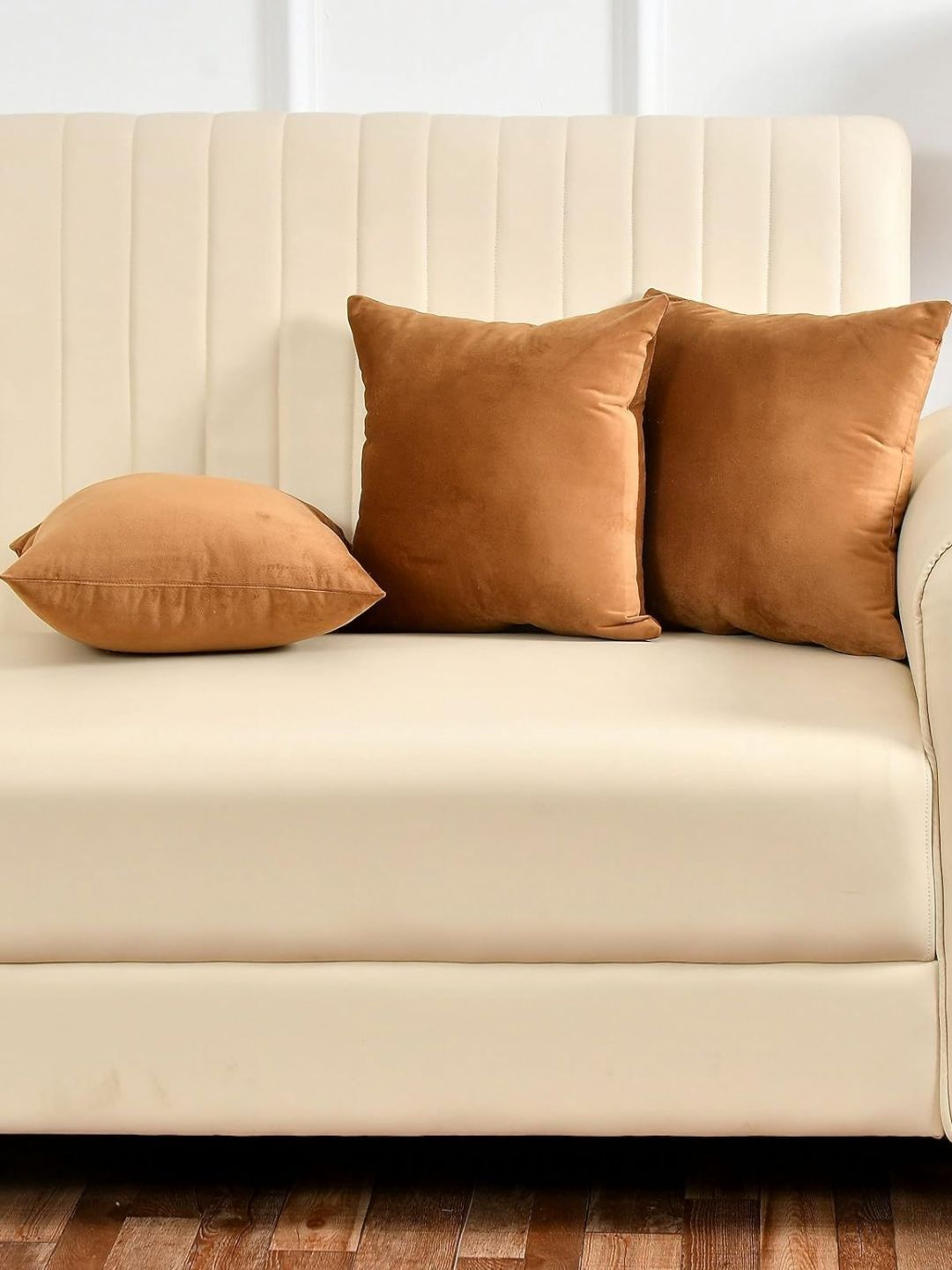 Yellow Weaves Brown 3 Pieces Velvet Square Cushion Covers-picture-30