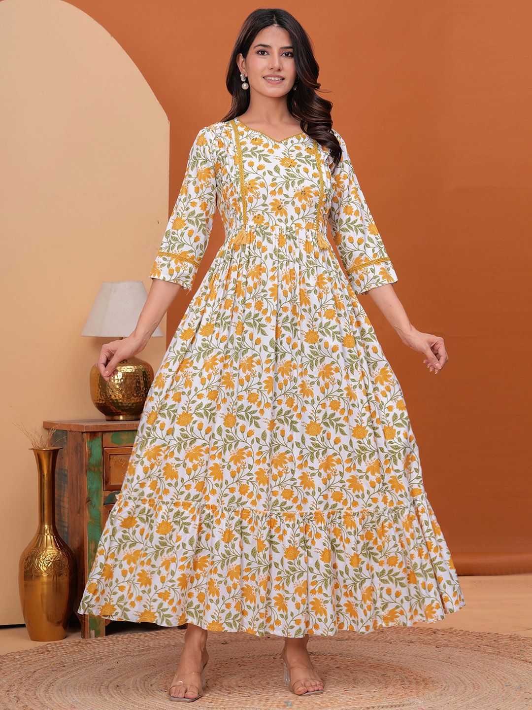 Meeranshi Floral Printed Cotton Fit and Flare Maxi Dress-picture-16