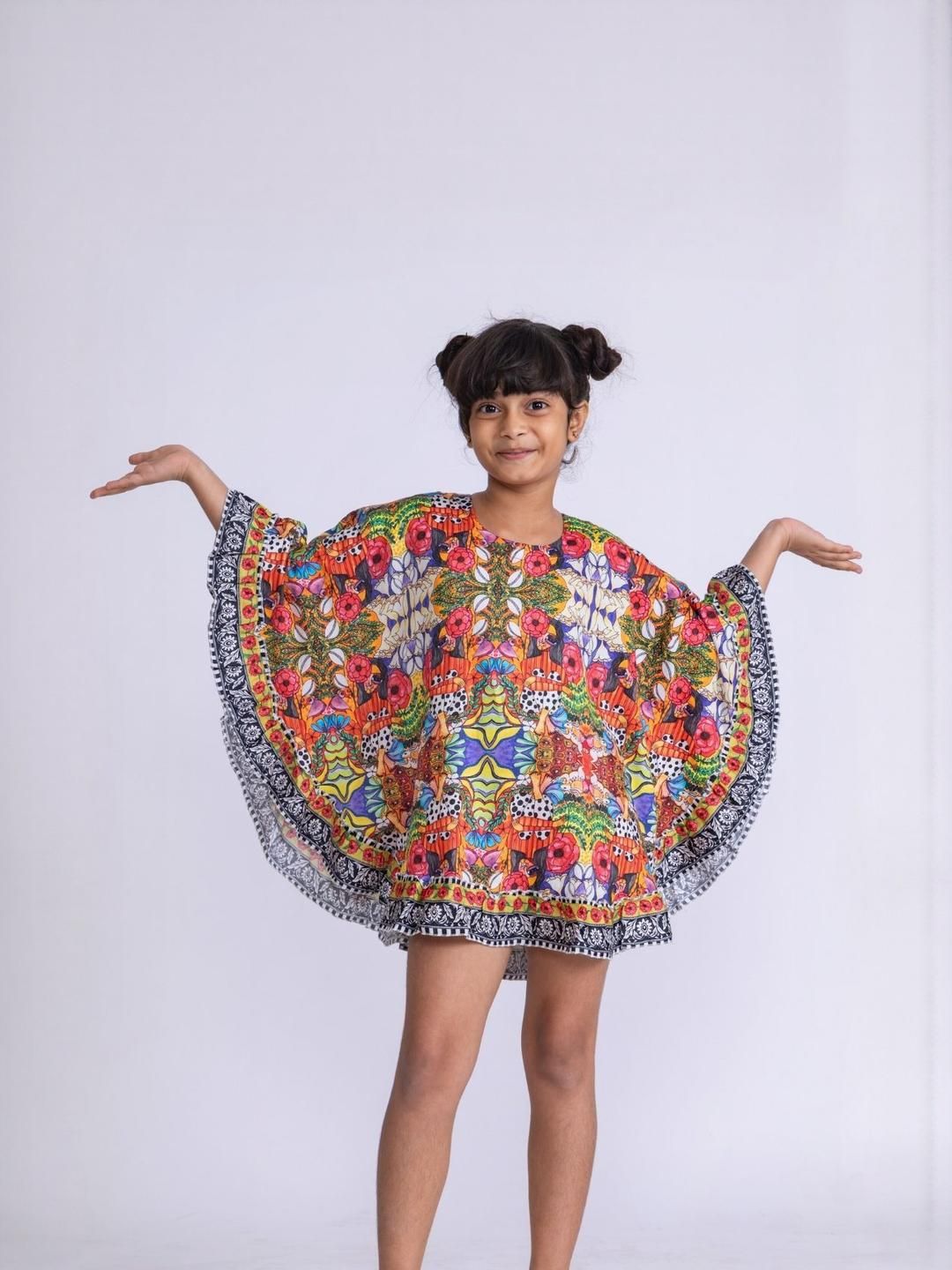 Tura Turi Print Puff Sleeve Kaftan Mini Dress-picture-55