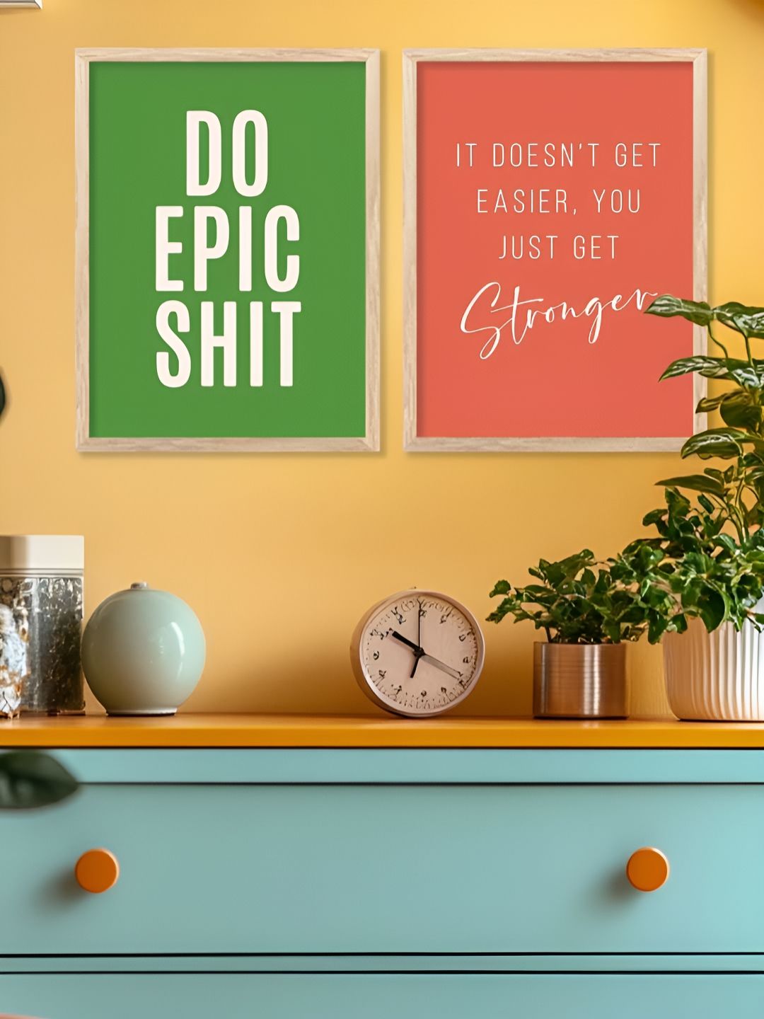 Kotart Brown & Green 2 Pieces Motivational Quote Printed Wooden Wall Arts-picture-38