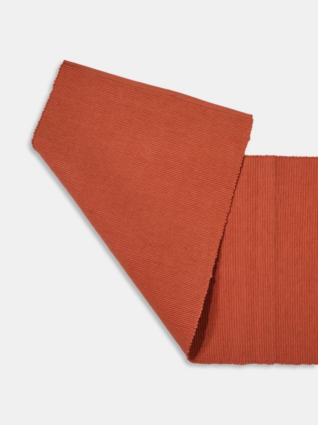 Fabindia Orange-Coloured Ribbed Pure Cotton Table Runner