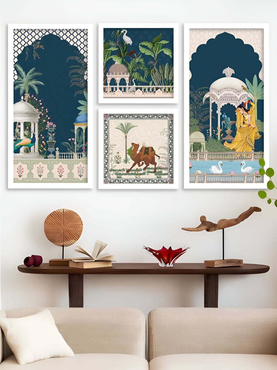 Kotart White & Green 4 Pieces Peacock Wooden Wall Arts-picture-36