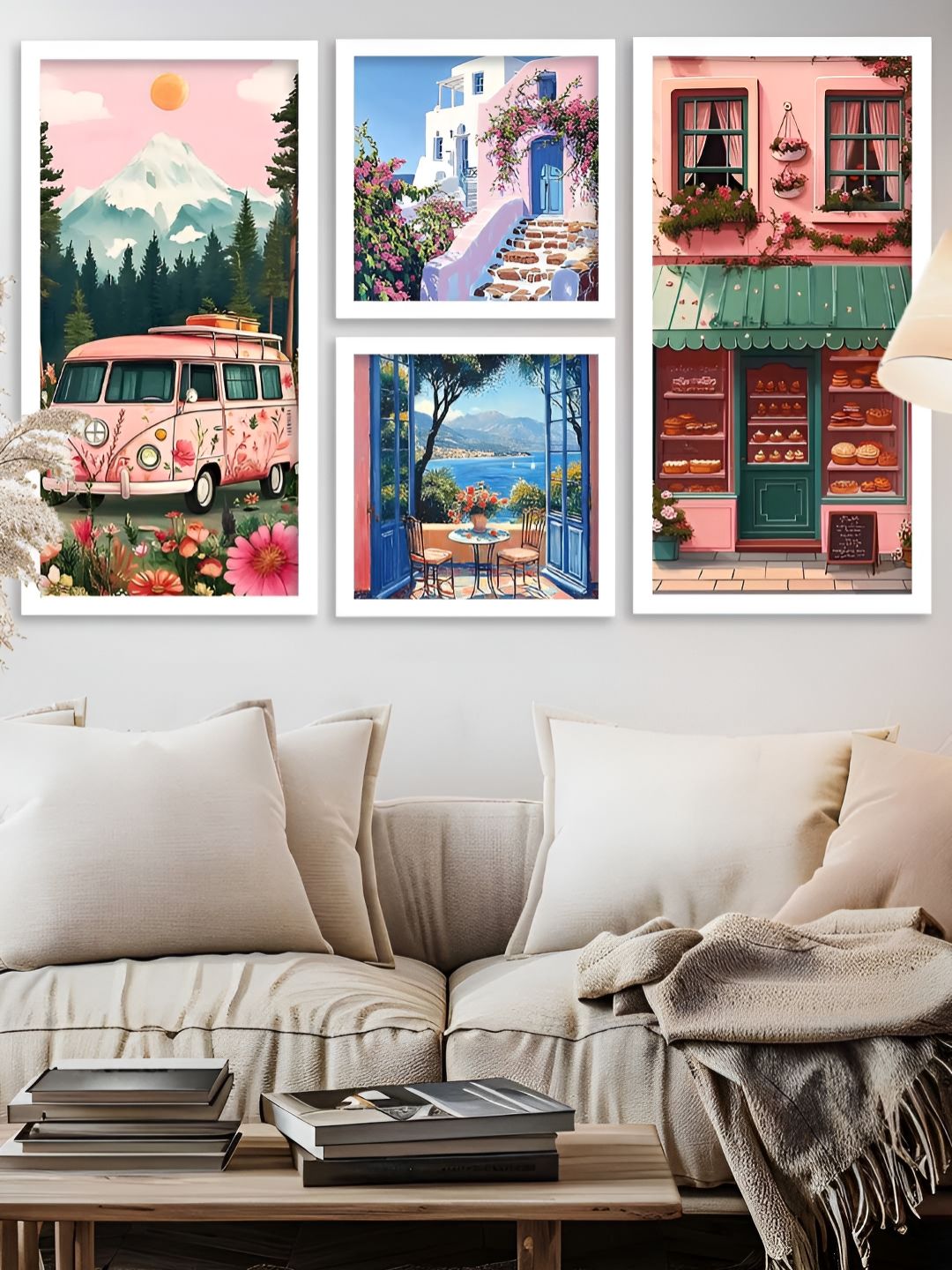 Kotart White & Blue 4 Pieces Modern Wooden Wall Arts-picture-21