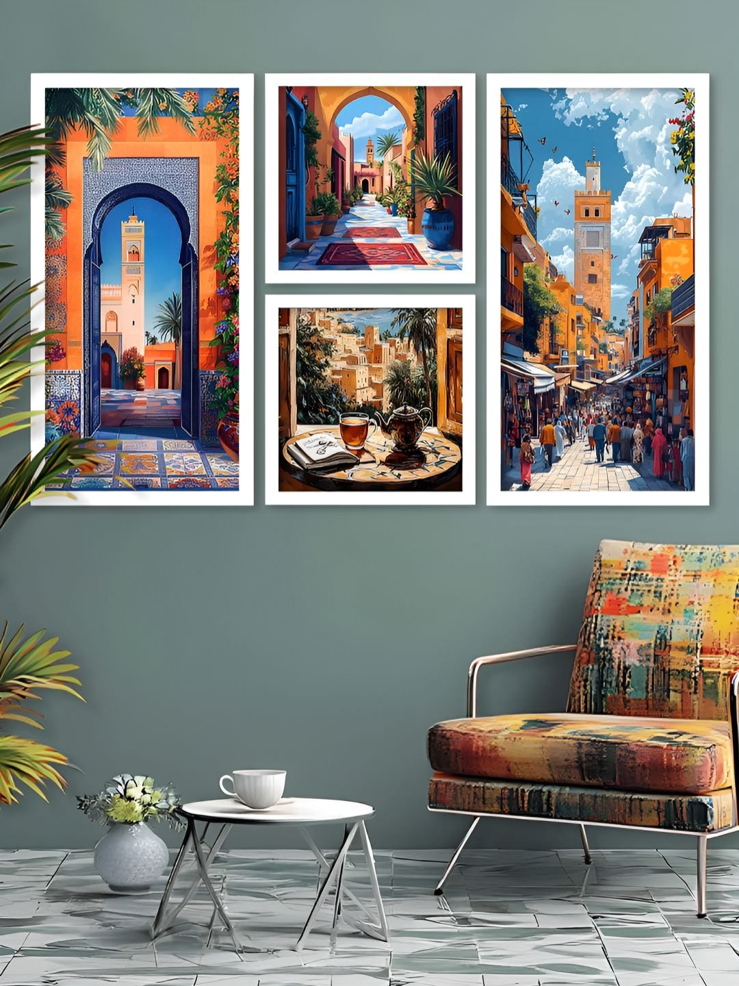 Kotart White & Blue 4 Pieces Modern Wooden Wall Arts-picture-20