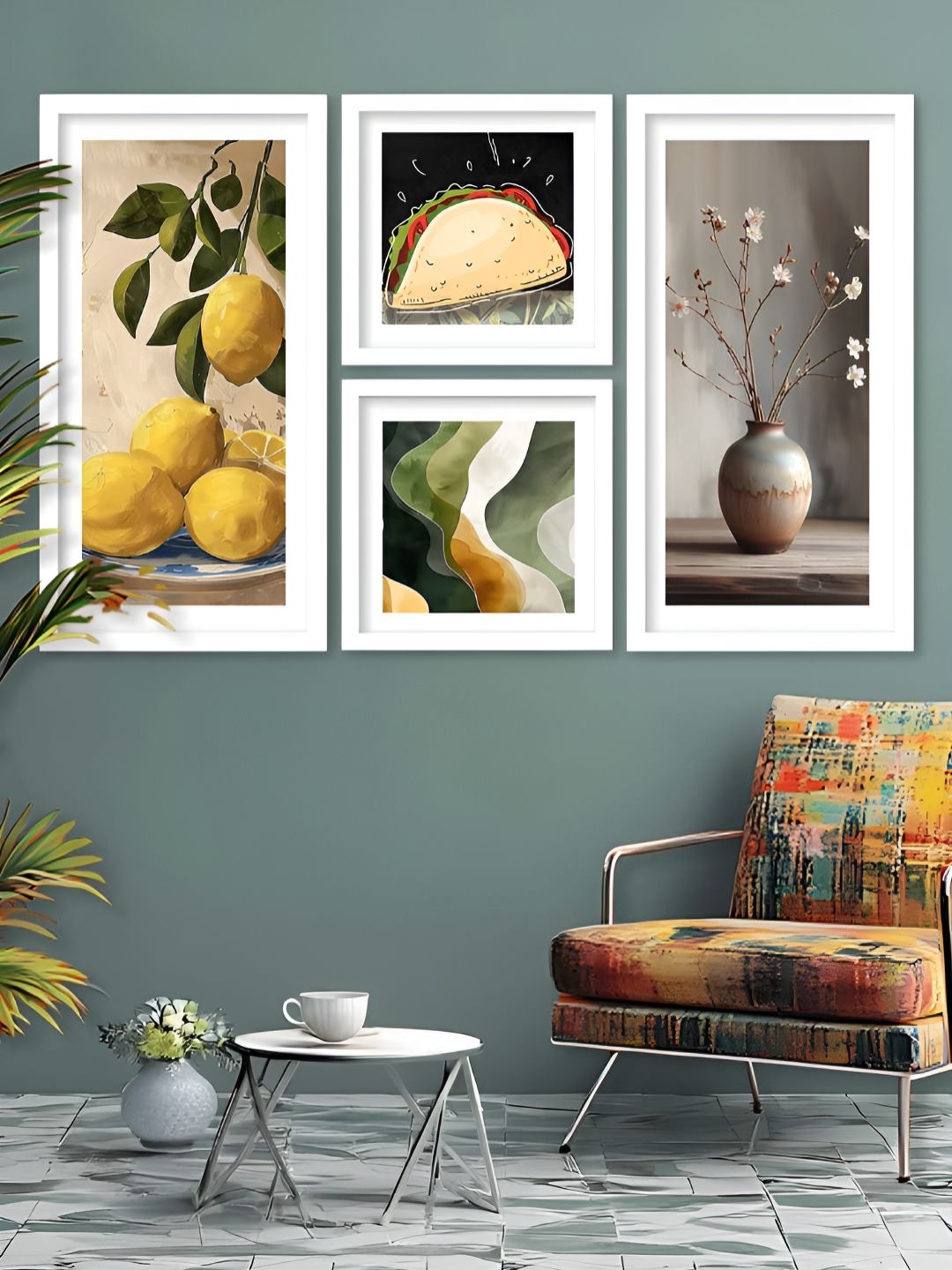 Kotart White & Yellow 4 Pieces Modern Printed Wooden Wall Arts-picture-31