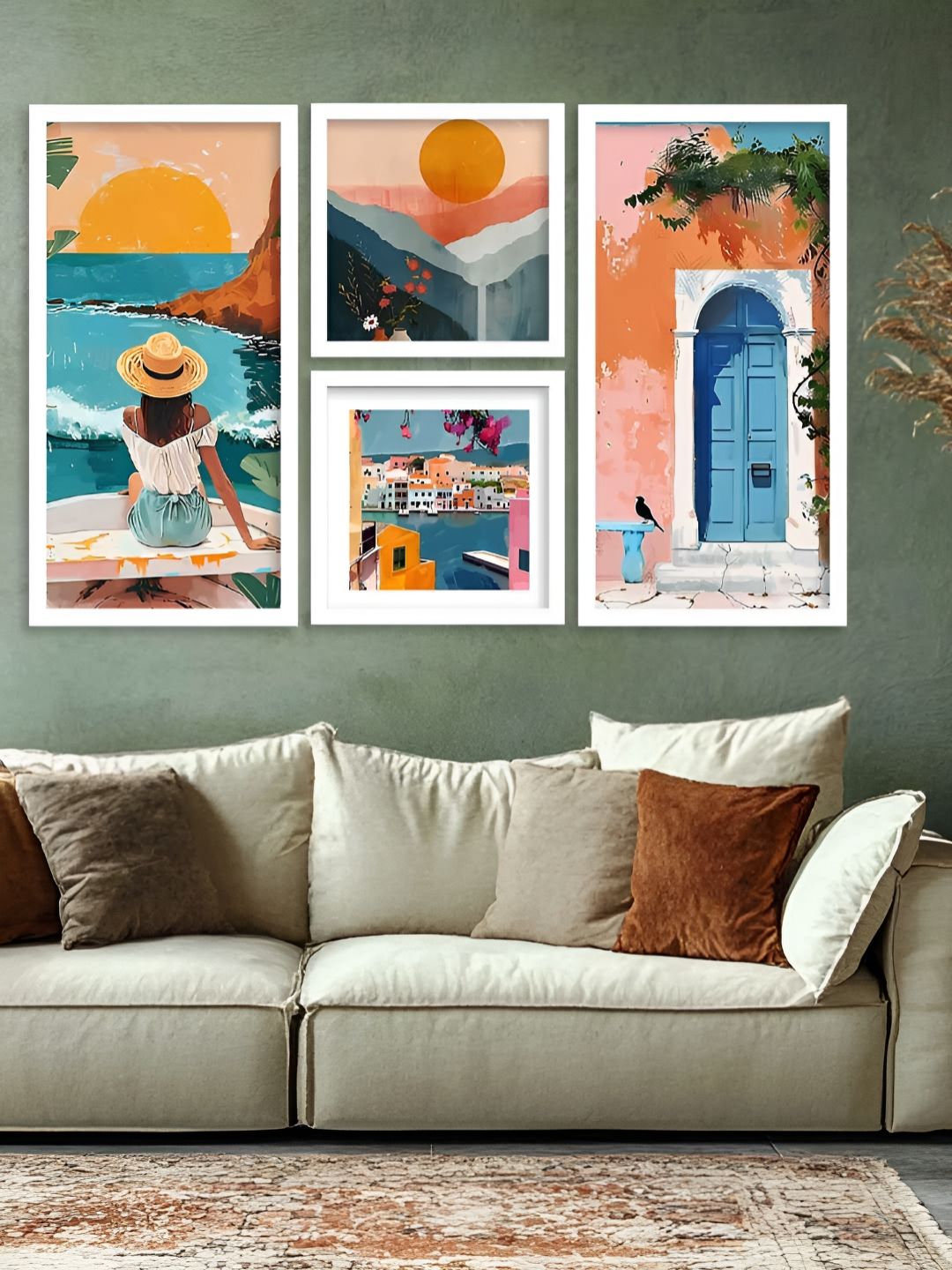 Kotart Orange & Blue 4 Pieces SunSet Wooden Wall Arts-picture-21