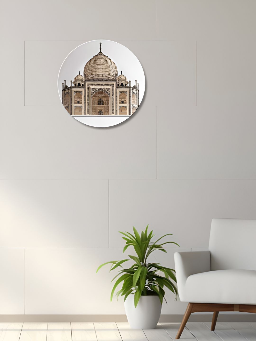 THE QUIRKY HOME White & Beige Taj Mahal Printed Ceramic Premium Decorative Wall Decor-picture-13