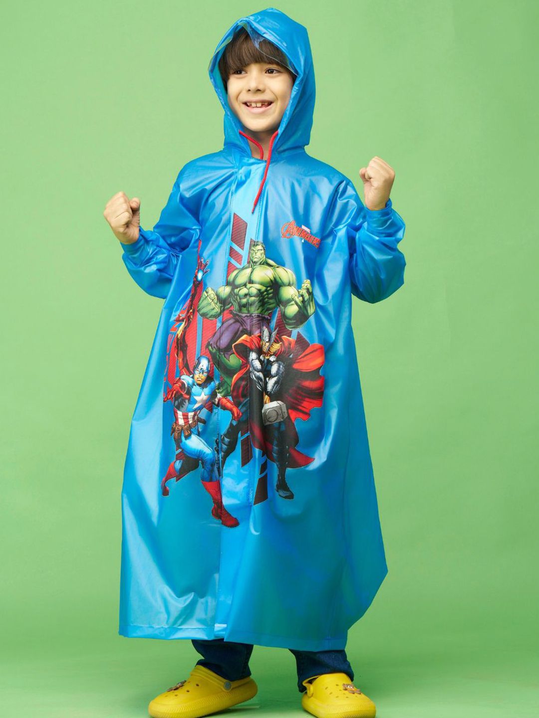 Zeel Boys Avengers Printed Waterproof Hooded Rain Jacket