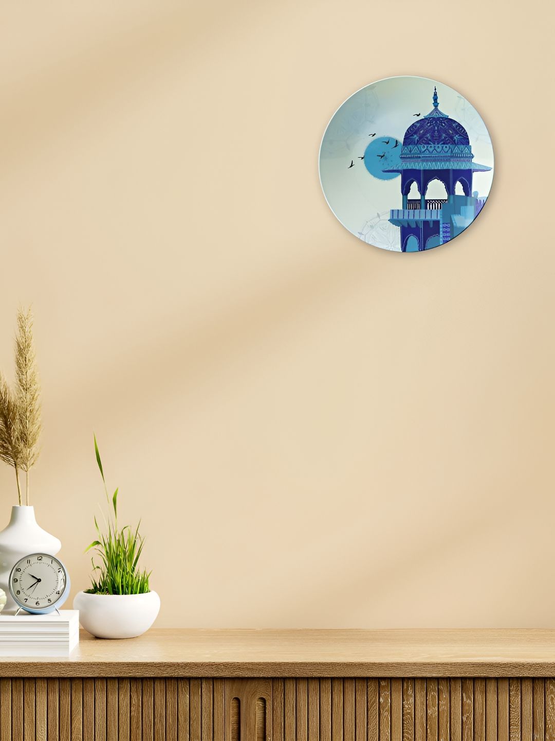 THE QUIRKY HOME White & Blue City Architecture Printed Ceramic Decorative Wall Decor-picture-10